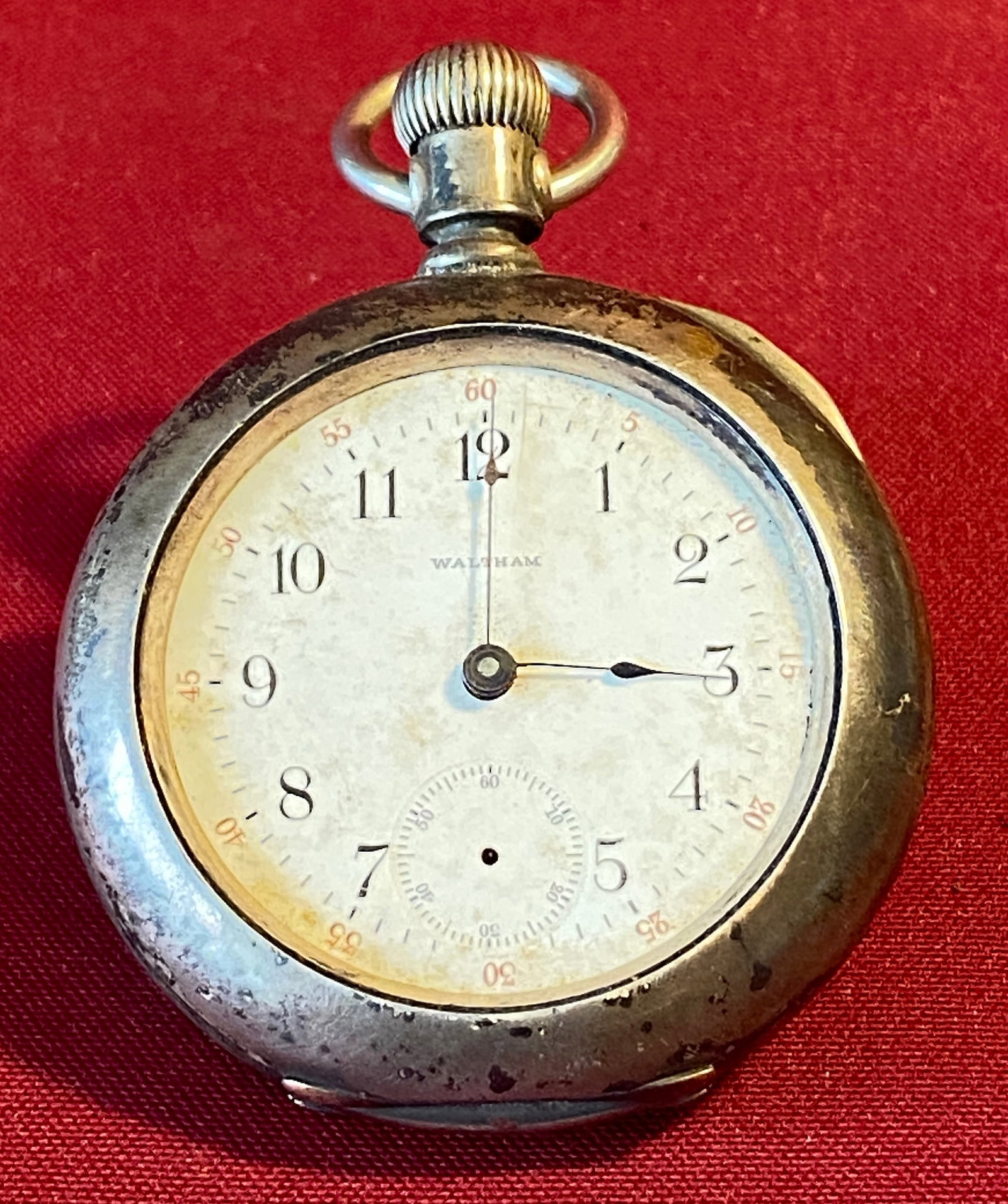 Waltham Sterling Silver Pocket Watch - Serial #10673272 - No Front Glass - Approx 210 Grams (1 of 10)