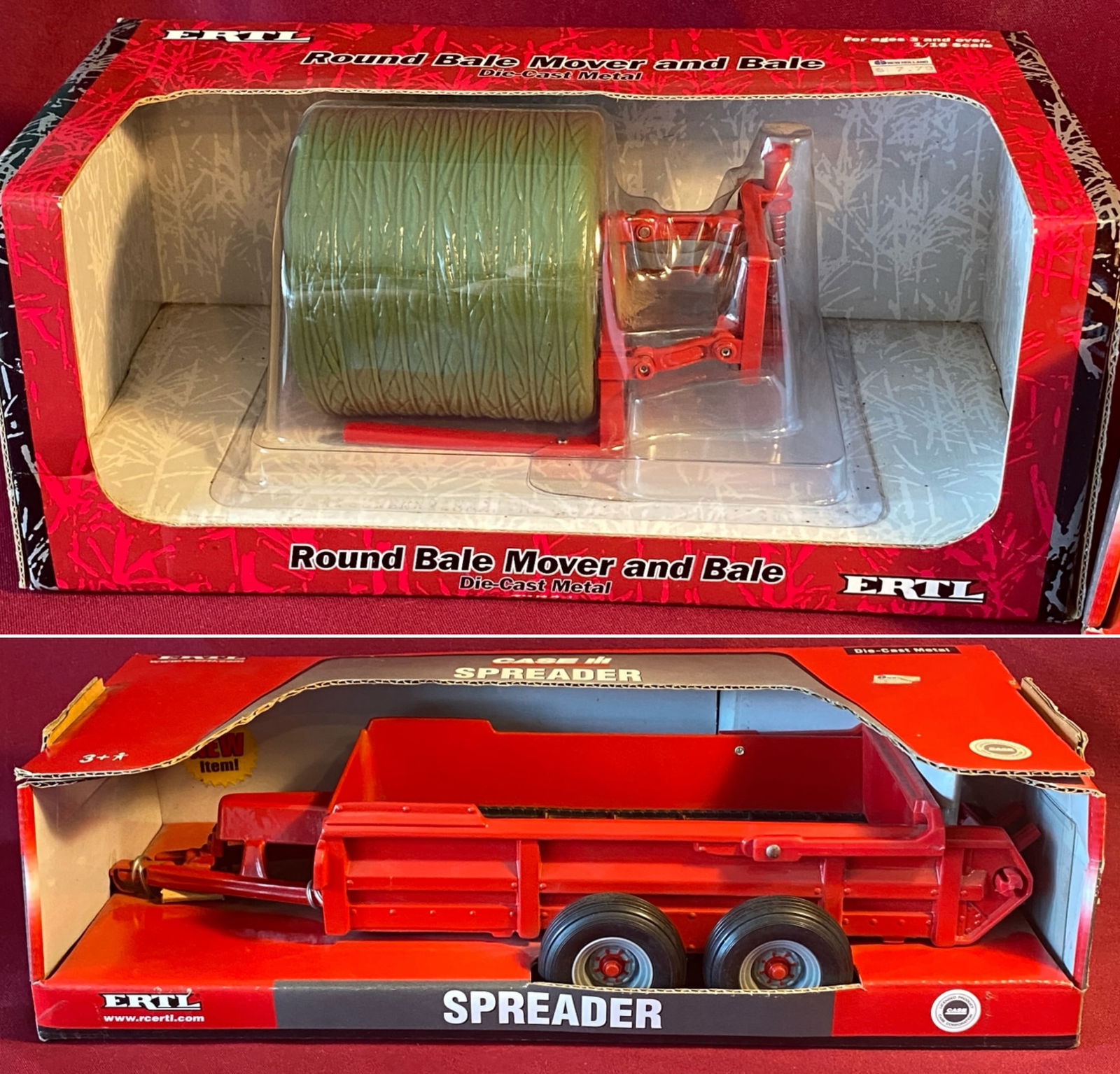 Two Ertl Vintage Farm Implant Die Cast Metal Toys in Original Boxes - Spreader & Round Bale Mover (1 of 8)