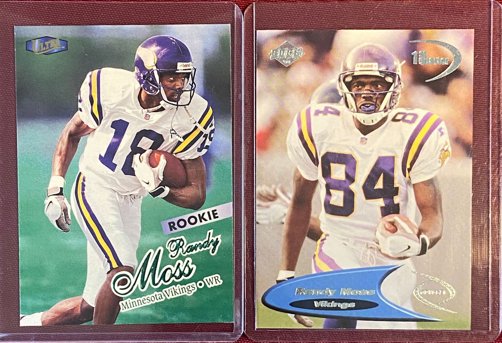 Two Randy Moss Football Cards - 1998 Fleer Rookie & 1998 Collectors Edge (1 of 3)