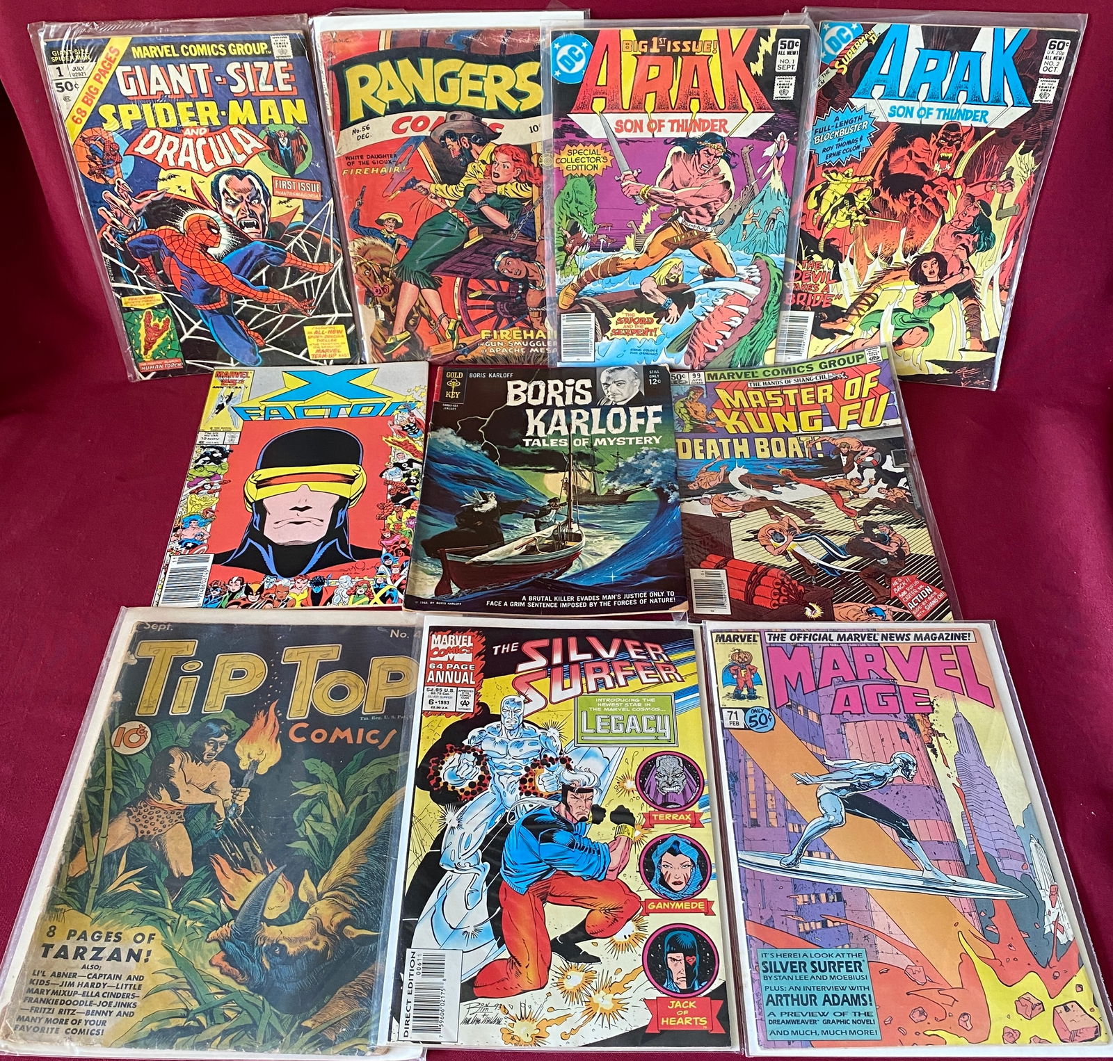 Ten Vintage Comic Books - Silver Surfer, Rangers, Spider-Man, Dracula, Etc (1 of 5)