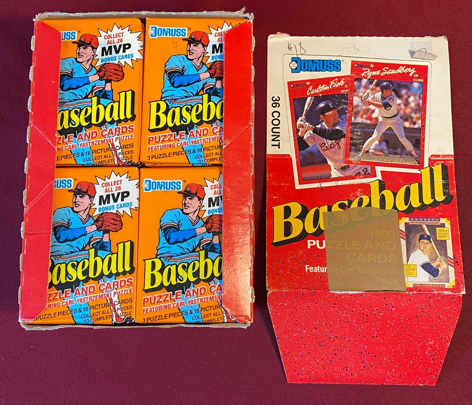 1990 Donruss Box of Baseball Card Packs - Includes Puzzle Cards: 1990 Donruss Box of Baseball Card Packs - Includes Puzzle Cards