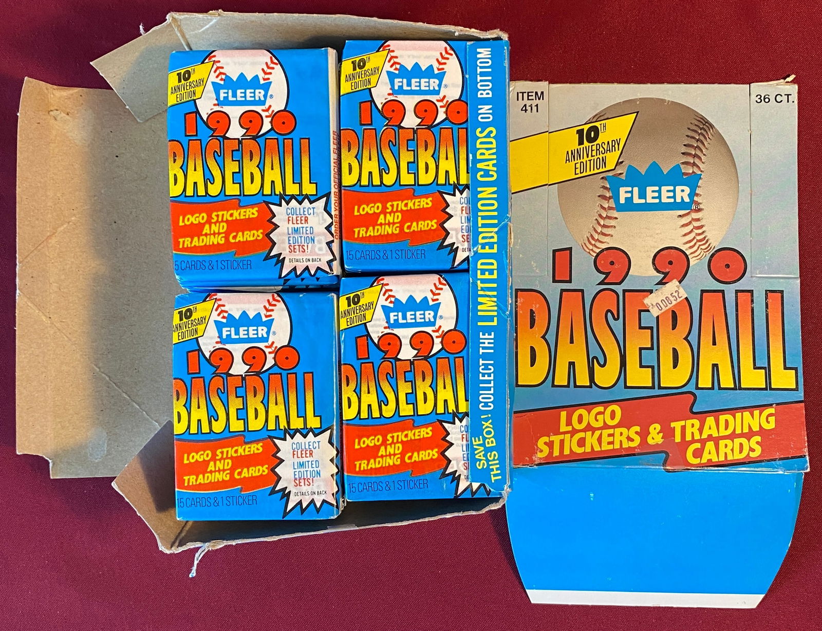 1990 Fleer Box of Baseball Cards - Includes Logo Stickers - Box with Damage (1 of 6)
