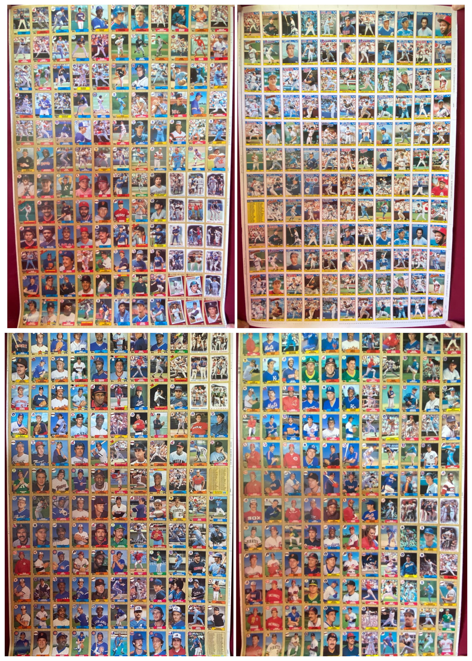 Four Un-Cut Sheet of TOPPS Baseball Cards - (3) 1987 & 1988 (1 of 13)