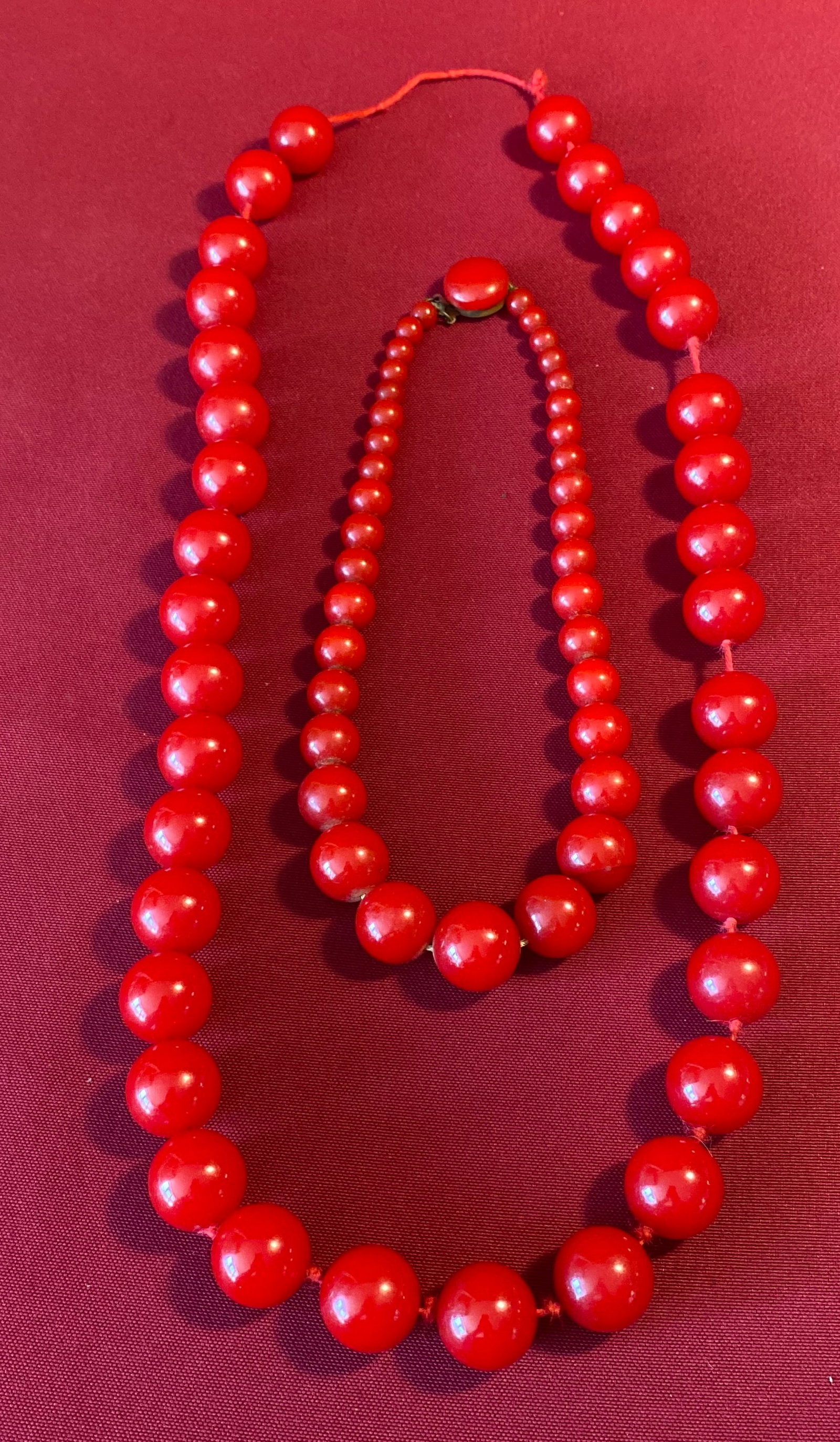 Two Cherry Red Bakelite Bead Necklaces (1 of 4)