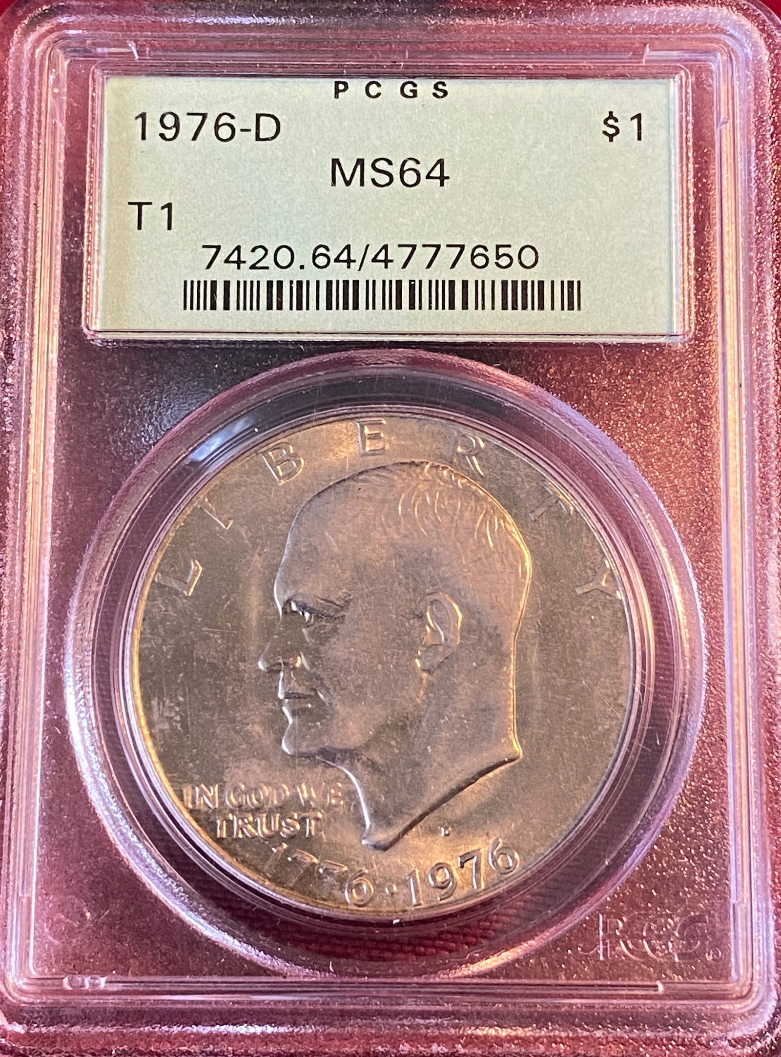 Graded 1976-D Eisenhower Dollar - MS64 by PCGS (1 of 3)