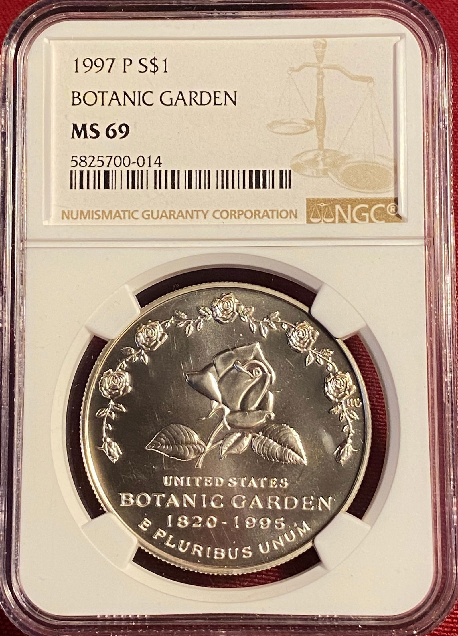 Graded 1997 Botanic Garden Commemorative Silver Dollar - MS69 by NGC (1 of 3)
