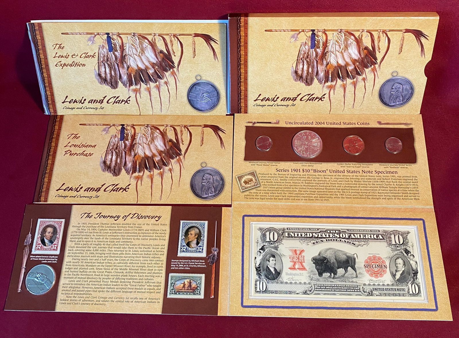 Lewis and Clark Coinage and Currency Set - Includes Silver Dollar & Stamps: Lewis and Clark Coinage and Currency Set - Includes Silver Dollar & Stamps