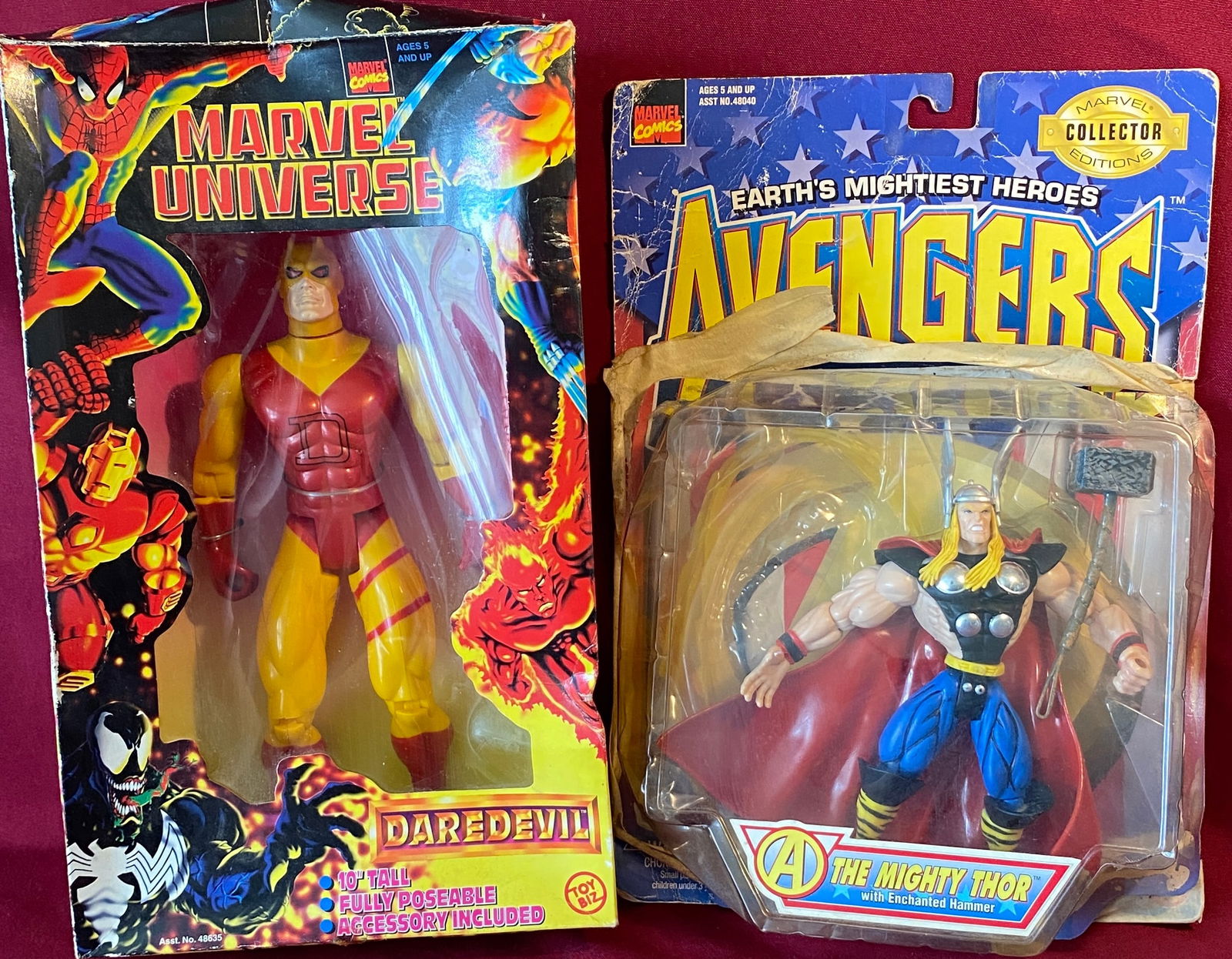 Two Marvel Comics Action Figures - Dare Devil & Mighty Thor - Boxes as Seen (Some Damage): Two Marvel Comics Action Figures - Dare Devil & Mighty Thor - Boxes as Seen (Some Damage)