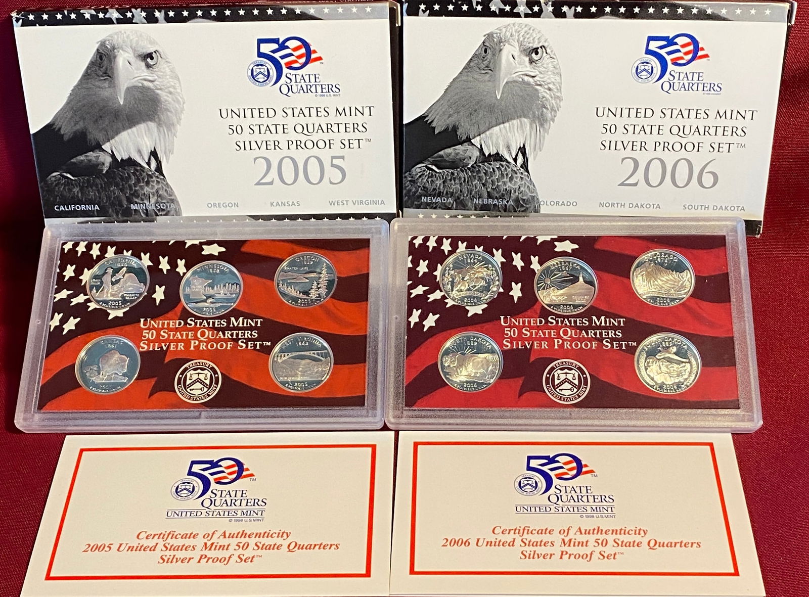 Two U.S. Mint State Quarter Silver Proof Sets - 2005 & 2006 (1 of 3)