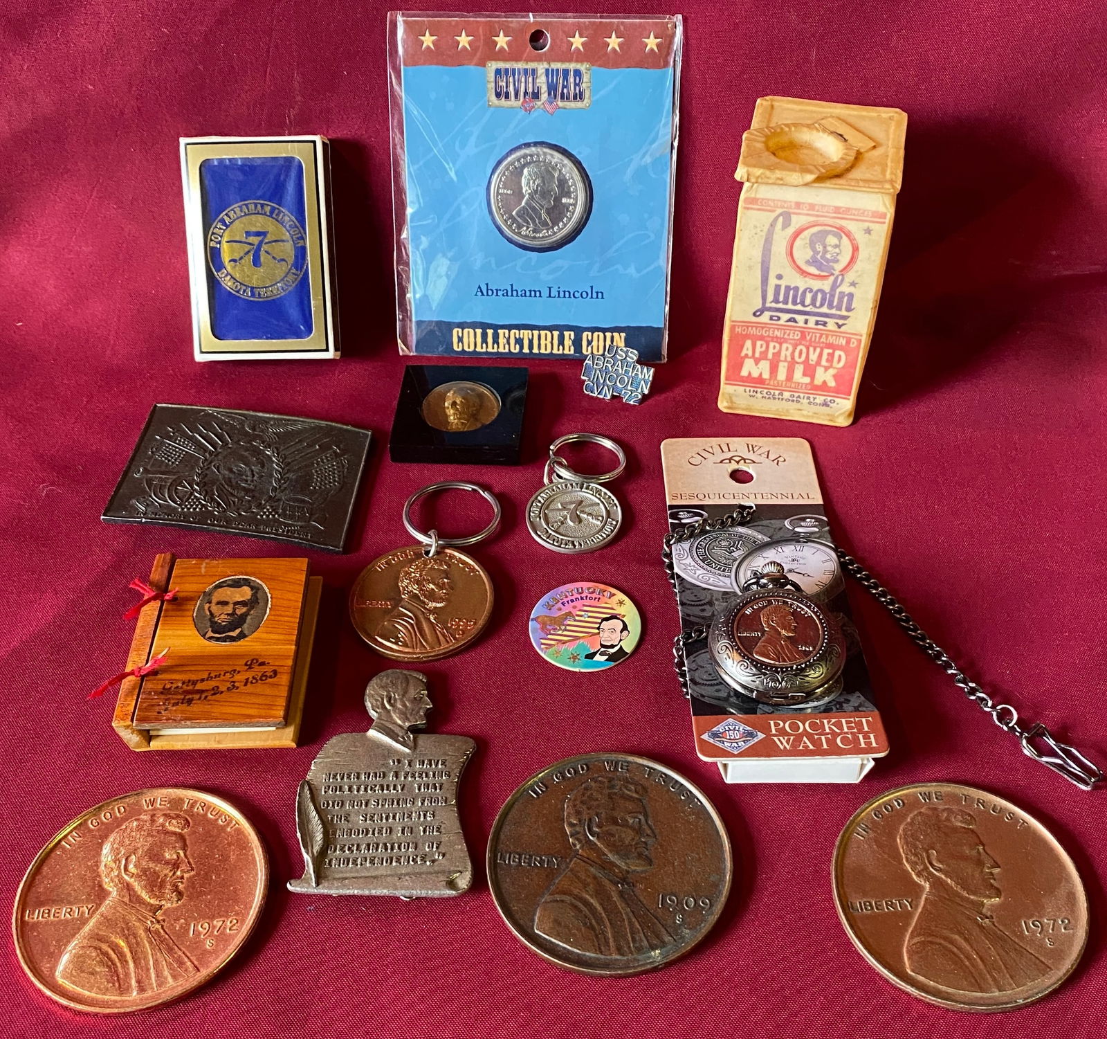 Various Abraham Lincoln Items - Watch, Tokens, Playing Cards, Etc. (1 of 5)