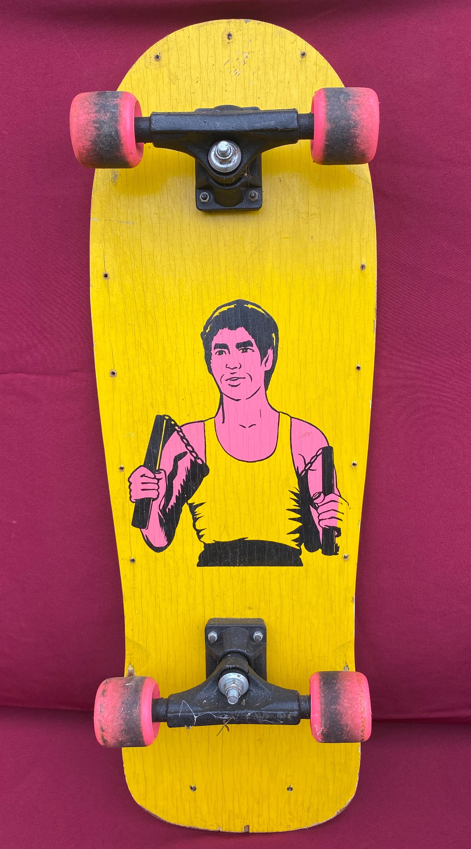 Old Wooden Bruce Lee/Statue of Liberty Skateboard: Old Wooden Bruce Lee/Statue of Liberty Skateboard