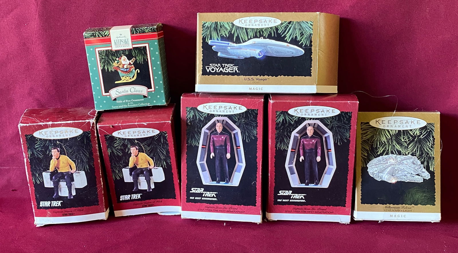 Seven Hallmark Keepsake Christmas Ornaments - Star Trek, Star Wars, Santa Claus (1 of 6)