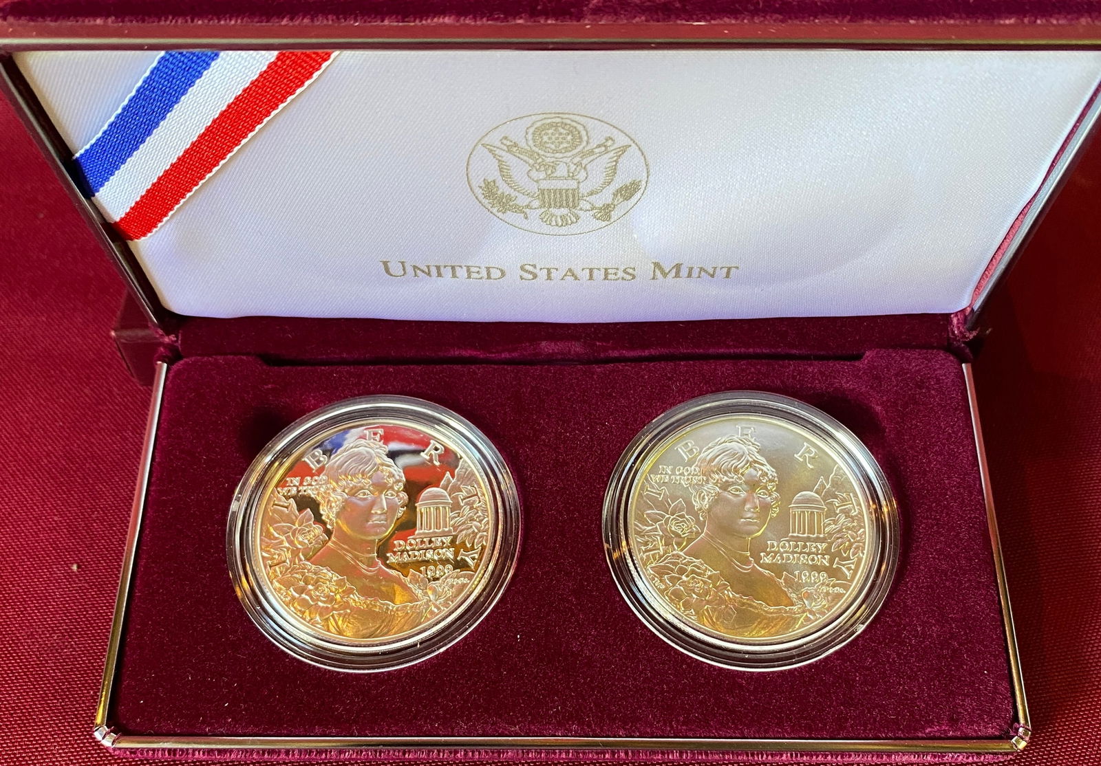 U.S. Mint 1999 Dolley Madison Silver Dollar Commemorative Two Coin Set (1 of 7)