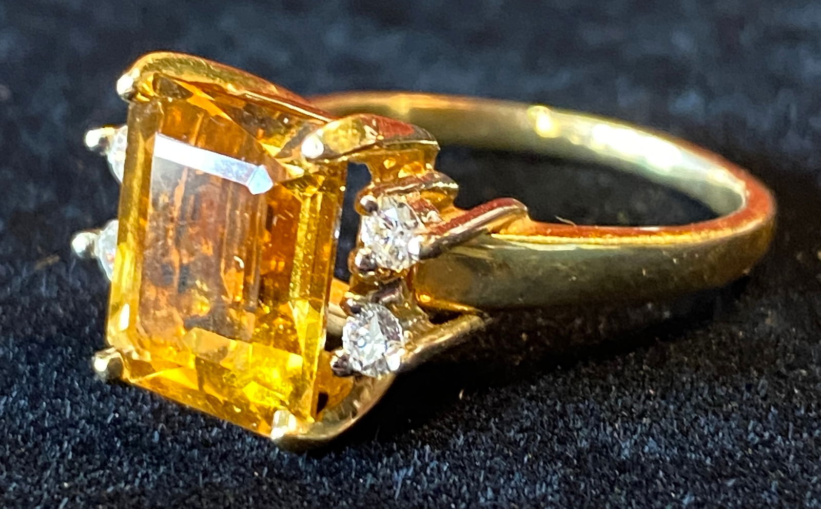 14K Gold Cocktail Ring with Large Citrine Stone - Size 8 - Approx 5.83 Grams (1 of 6)