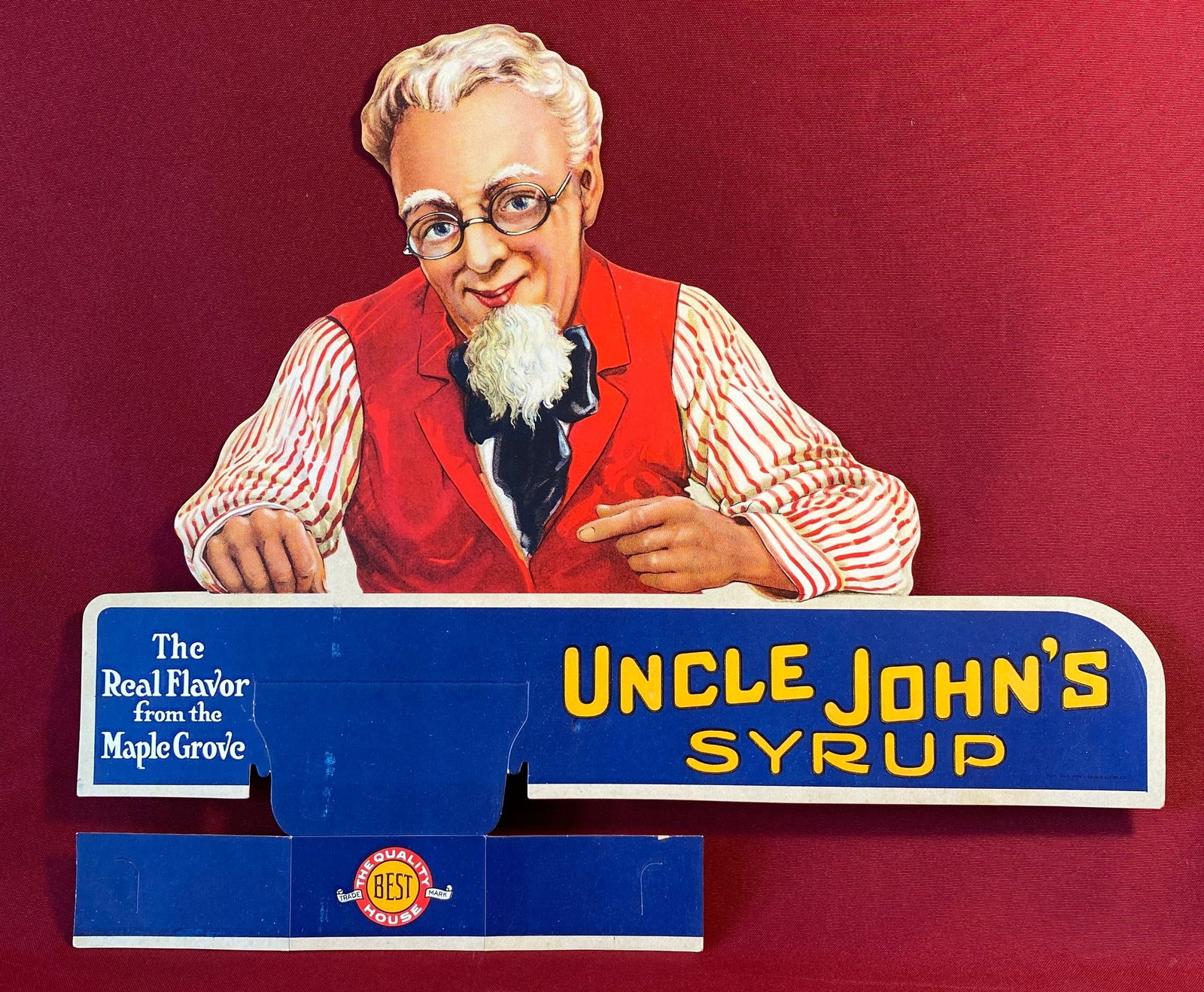 Early Die Cut Advertising Uncle John's Syrup - Approx 16.5"x14"H (1 of 5)