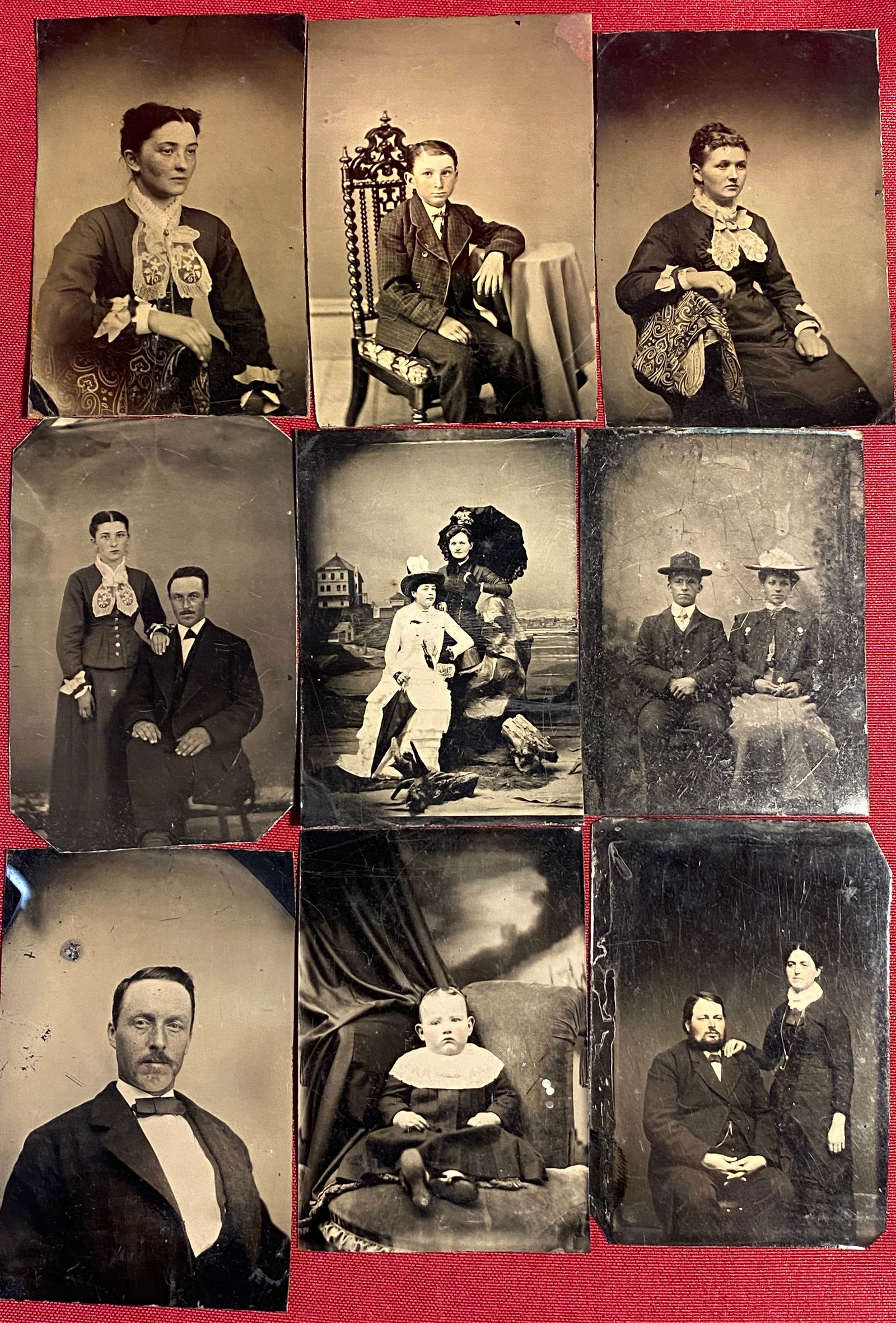 Nine Antique Tintype Photographs - Babies, Children, Men & Women (1 of 7)