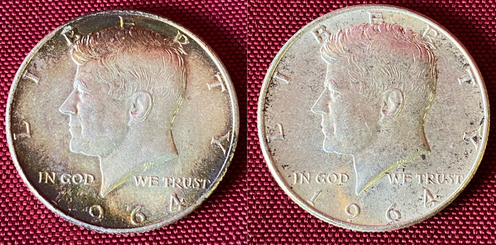 Two 1964 Kennedy Silver Half Dollars (1 of 3)