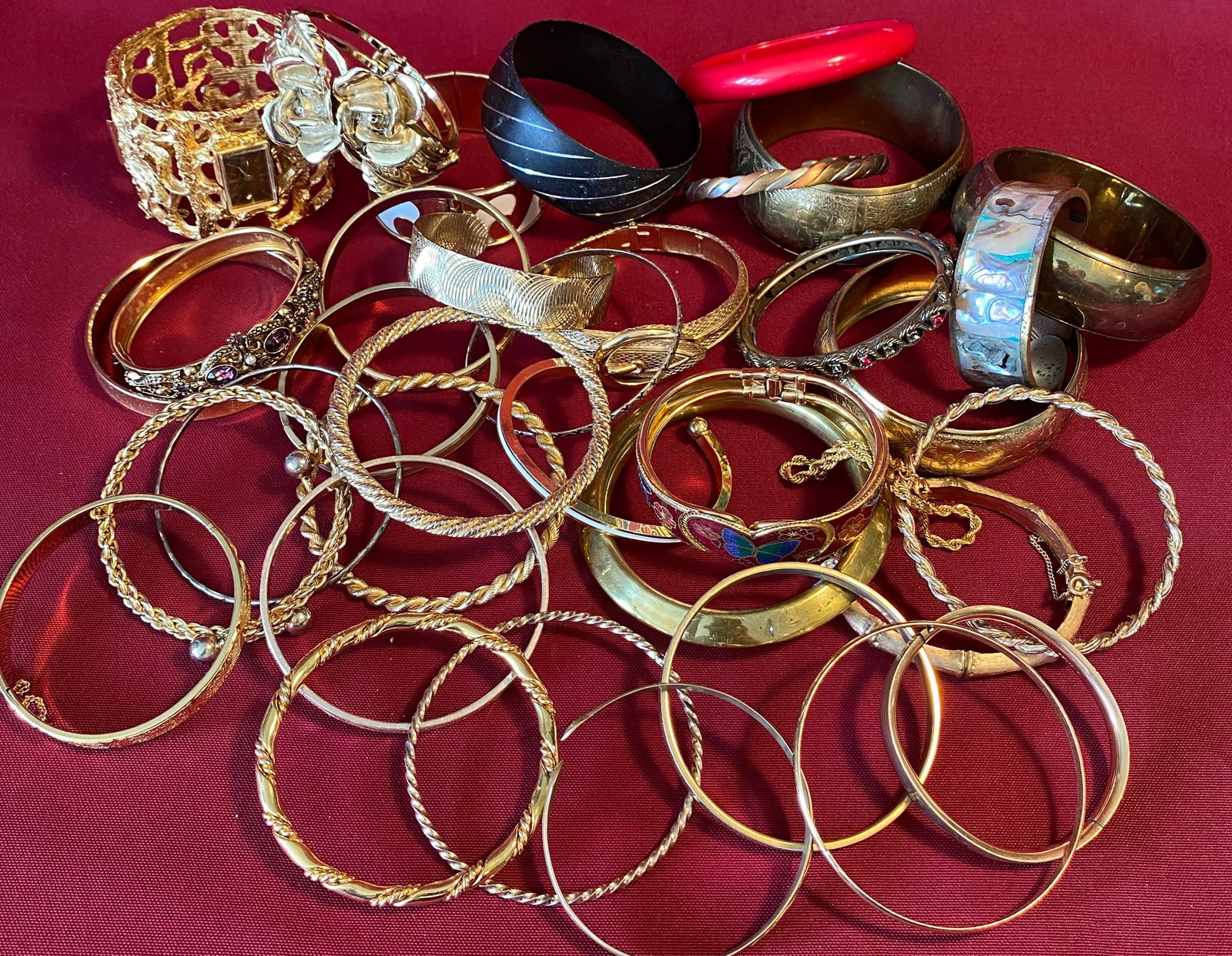 Assortment of Costume Jewelry Bangles - Approx Thirty-Five: Assortment of Costume Jewelry Bangles - Approx Thirty-Five