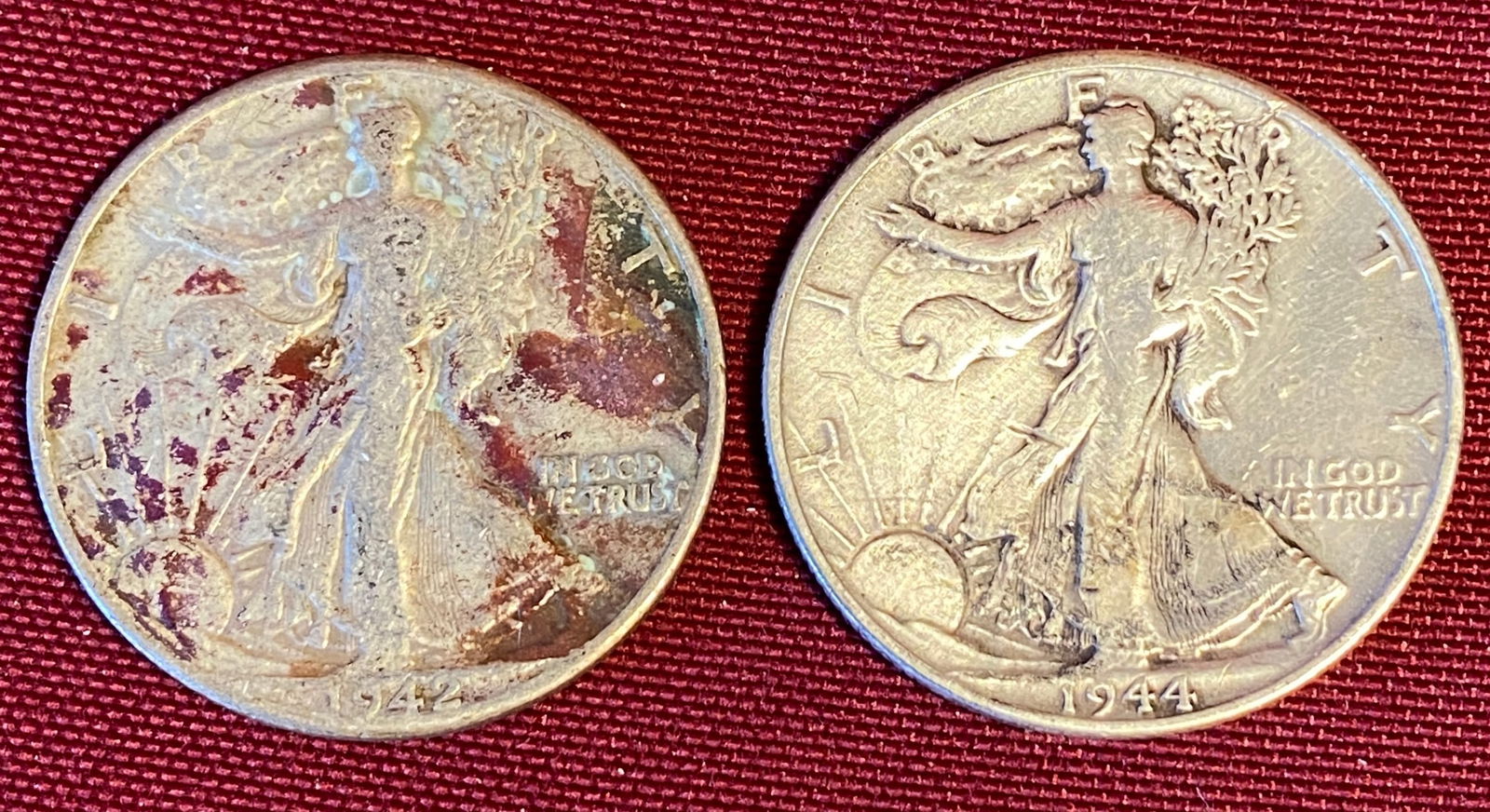 Two Walking Liberty Silver Half Dollars - 1942 & 1944 (1 of 3)
