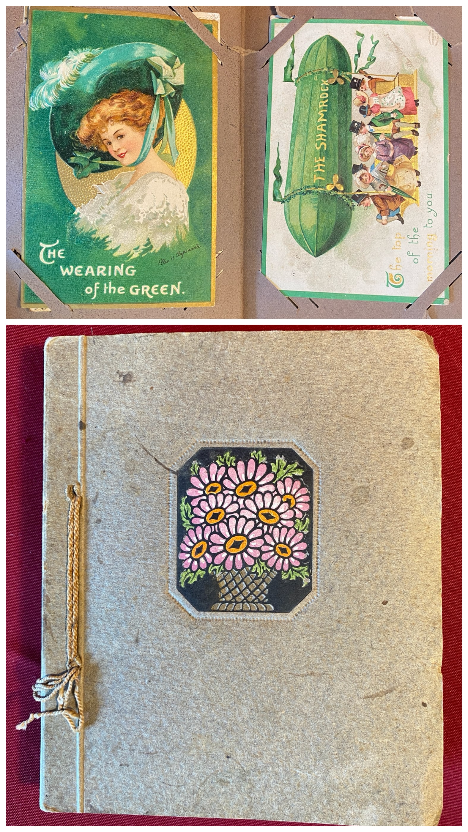 Postcard Album with Approx 18 Older Postcards - Holiday, Patriotic, Etc. (1 of 10)