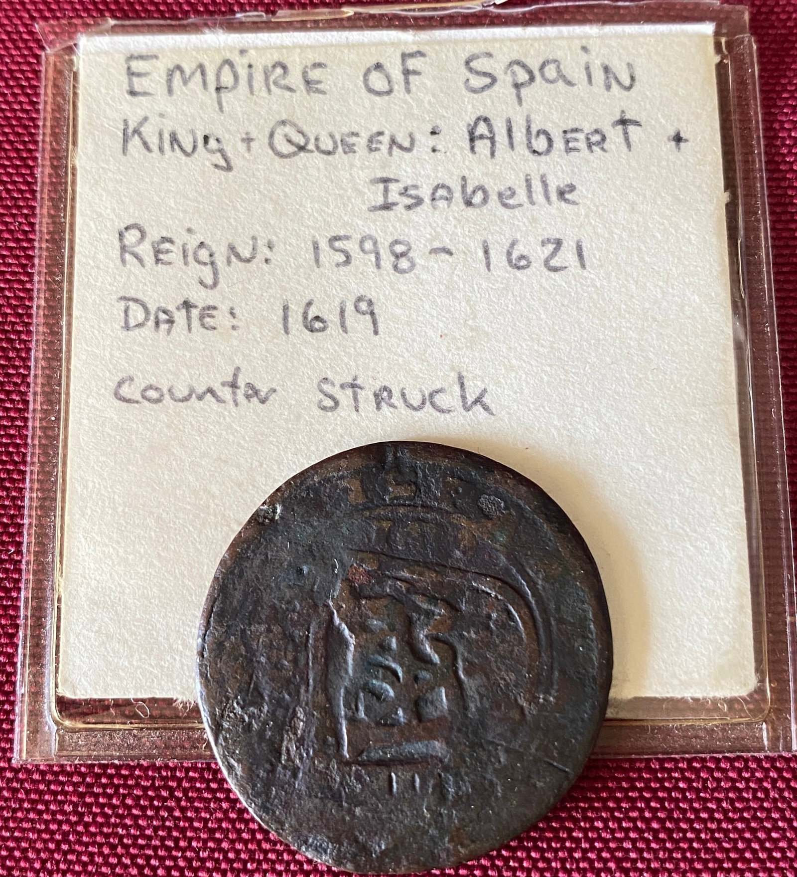 1619 Spanish Coin - Information with Coin: 1619 Spanish Coin - Information with Coin