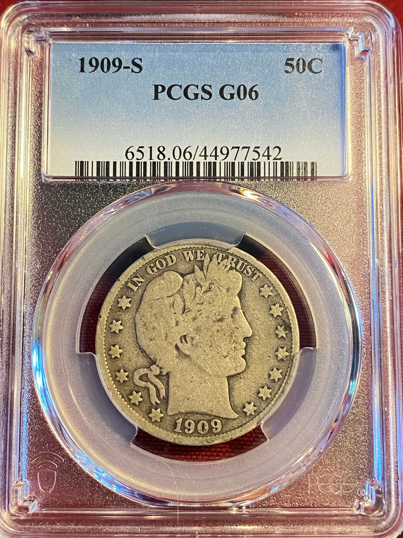 Graded 1909-S Barber Silver Half Dollar - G06 by PCGS (1 of 3)
