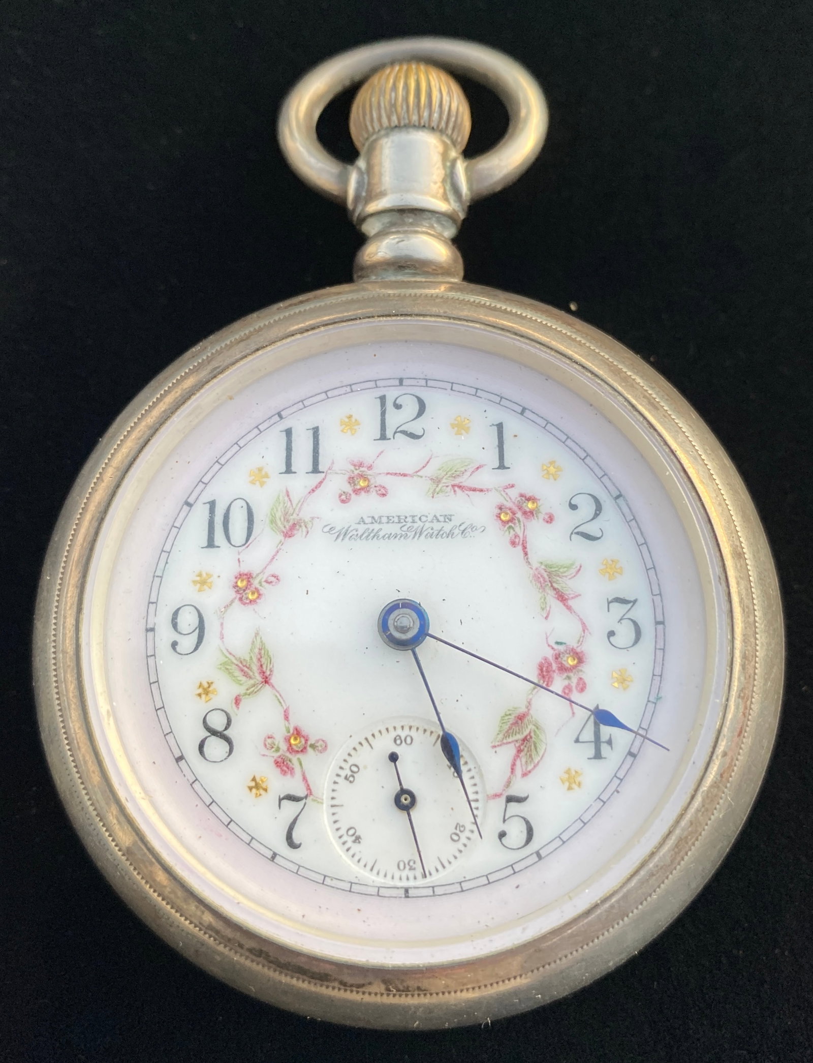 Antique American Waltham Coin Silver Fahys Pocket Watch with Fancy Floral Face - Approx 189 Grams -: Antique American Waltham Coin Silver Fahys Pocket Watch with Fancy Floral Face - Approx 189 Grams - No.1 - X 752 - #542774 - Pat. Feb 19th 1884