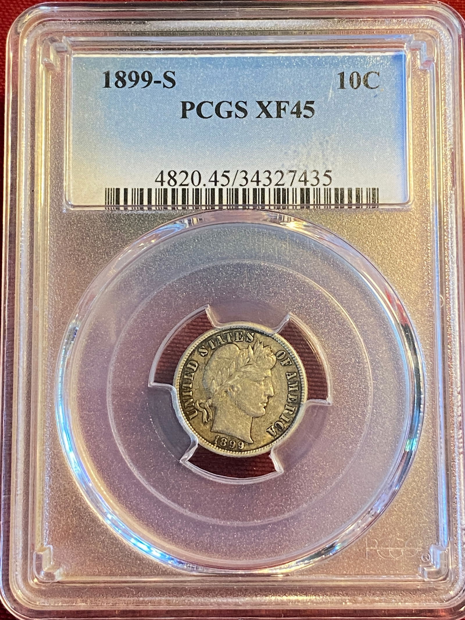 Graded 1899-S Barber Silver Dime - XF45 by PCGS (1 of 3)