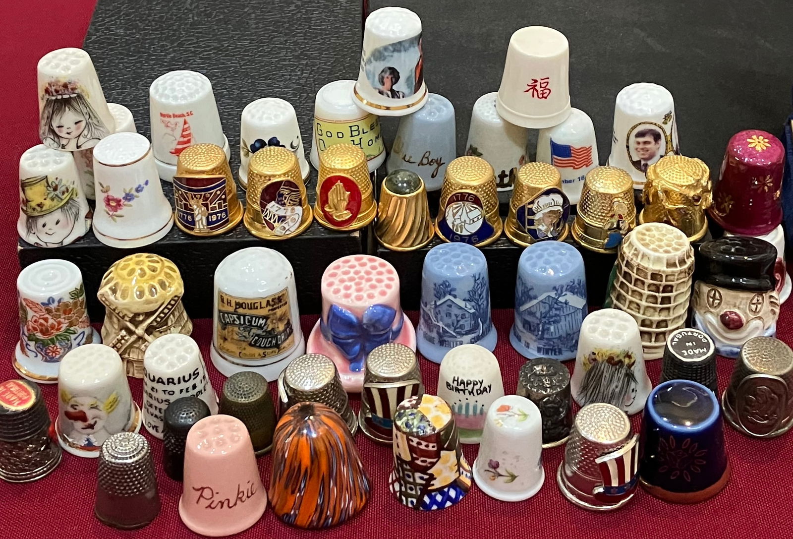 Approximately Fifty Collectible Thimbles - Limoges, Murano, Various Materials & Sizes, Etc. (1 of 10)