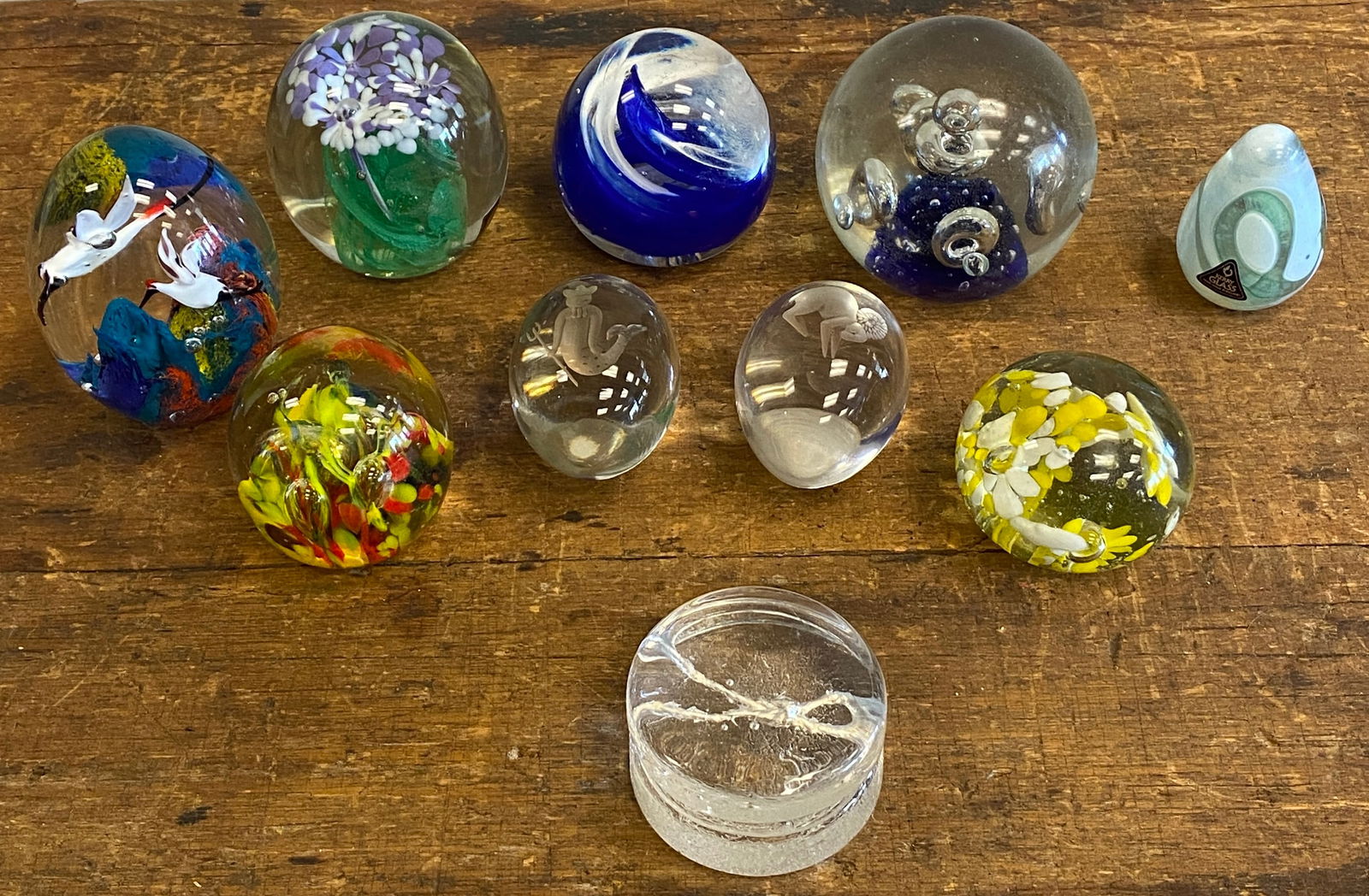 Ten Glass Paperweights - (3) Kerry Glass, (2) Ekenas - Various Sizes: Ten Glass Paperweights - (3) Kerry Glass, (2) Ekenas - Various Sizes
