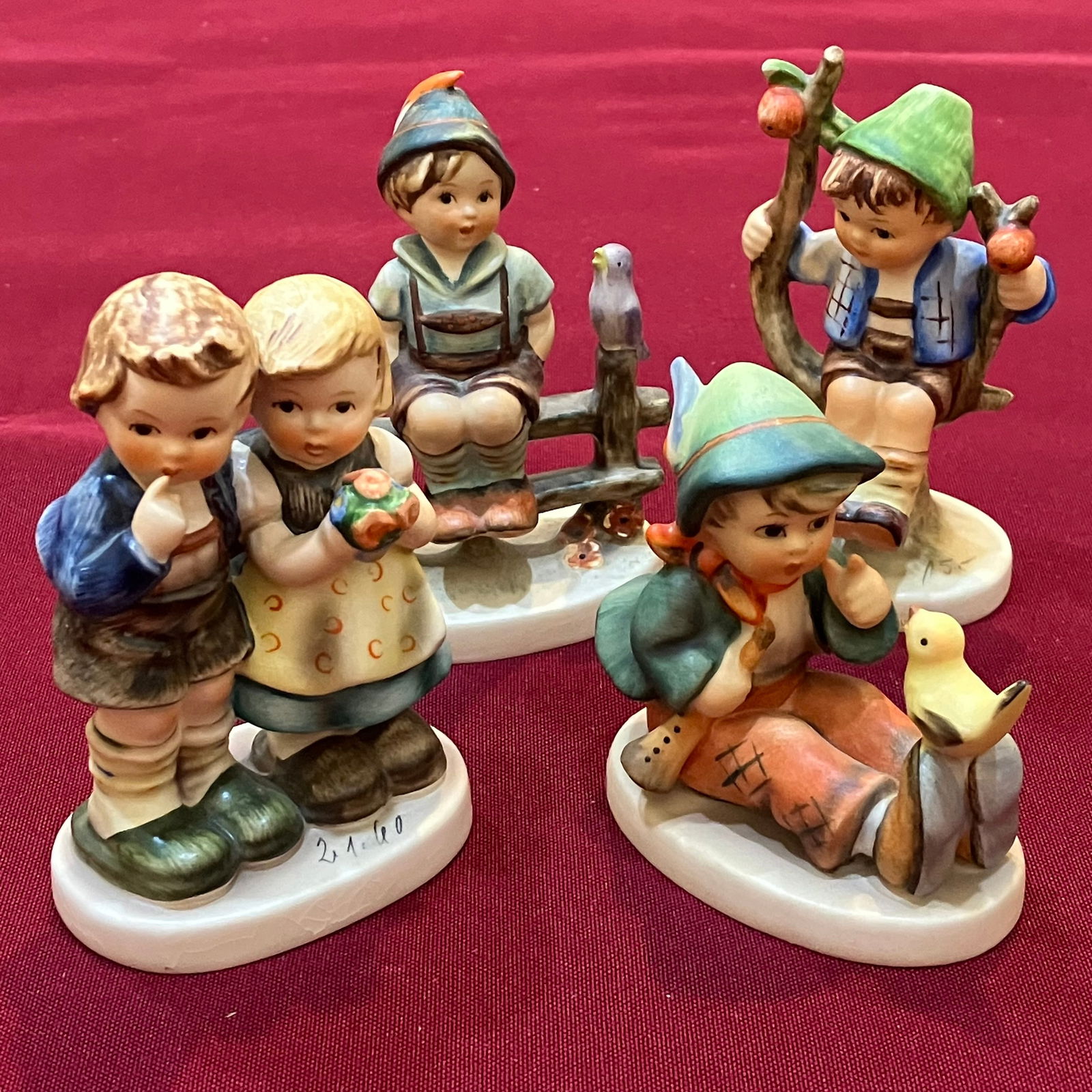 Four Goebel Hummels - Wayside Harmony, Apple Tree Boy, Singing Lesson, We Congratulate (1 of 10)