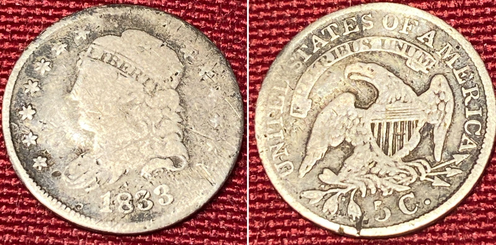1833 Capped Bust Silver Half Dime (1 of 3)