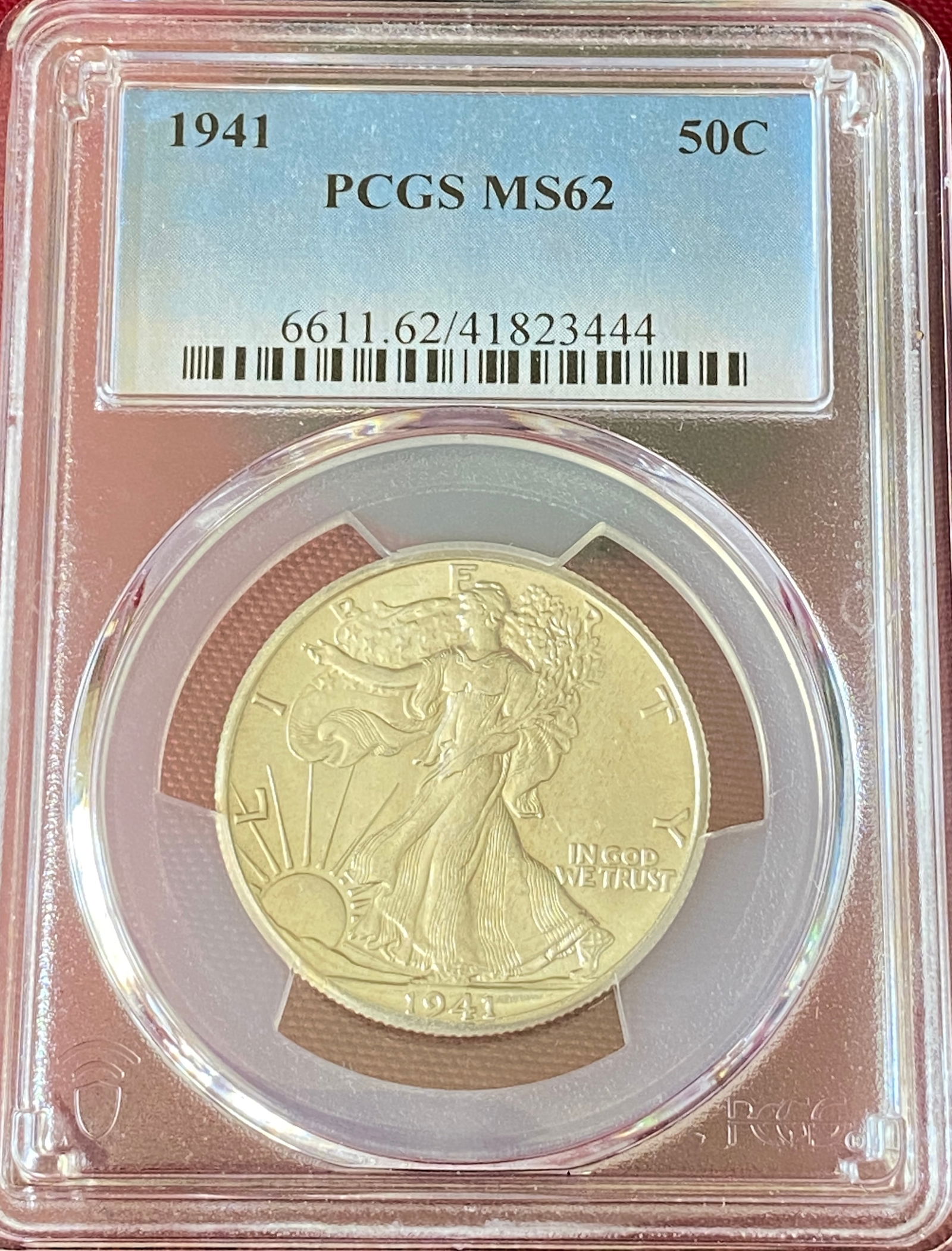 Graded 1941 Walking Liberty Silver Half Dollar - MS62 by PCGS (1 of 3)