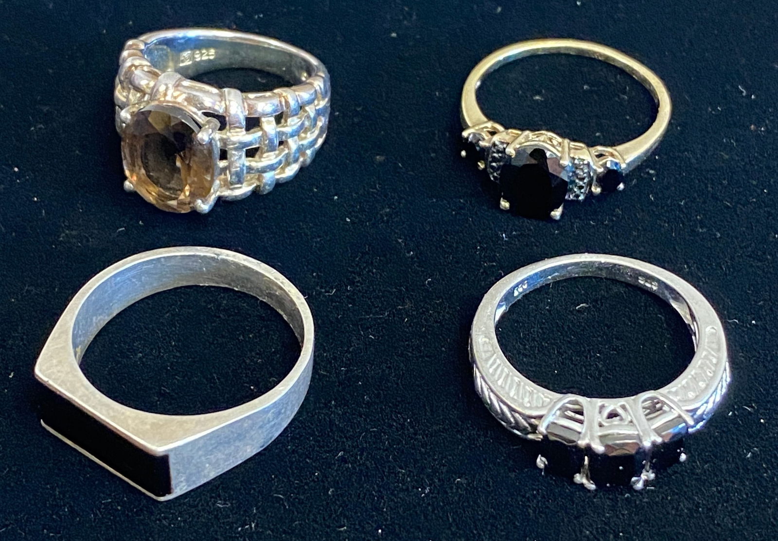Four Sterling Silver Rings - All Black in Color - Various Sizes See Photos - Approx 21.85 Grams (1 of 6)