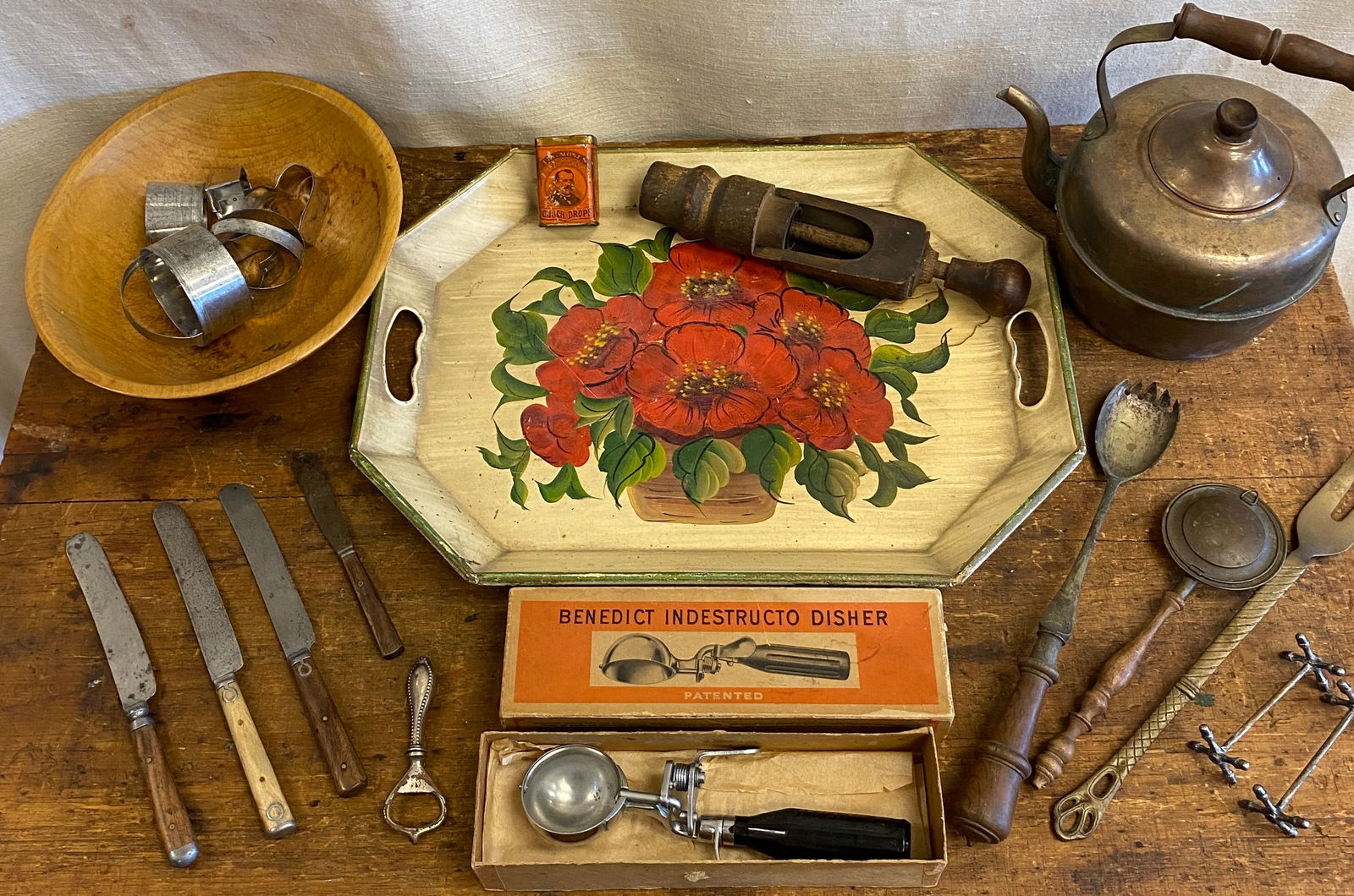 Older and Vintage Kitchen Items - Bowl, Ice Cream Scoop, Flatware, and More (1 of 8)