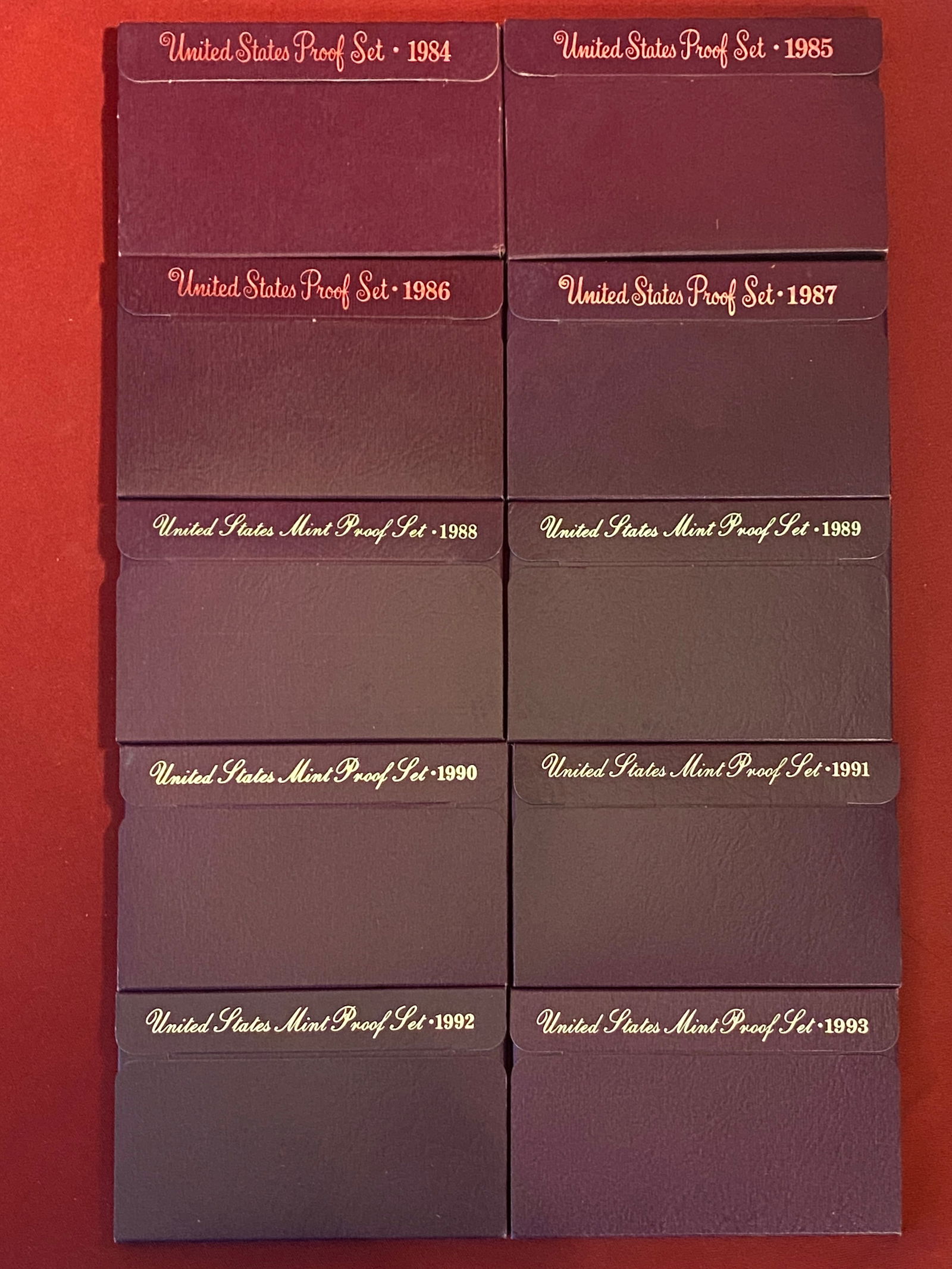 Ten U.S. Mint Proof Sets - 1984-1993 (1 of 3)