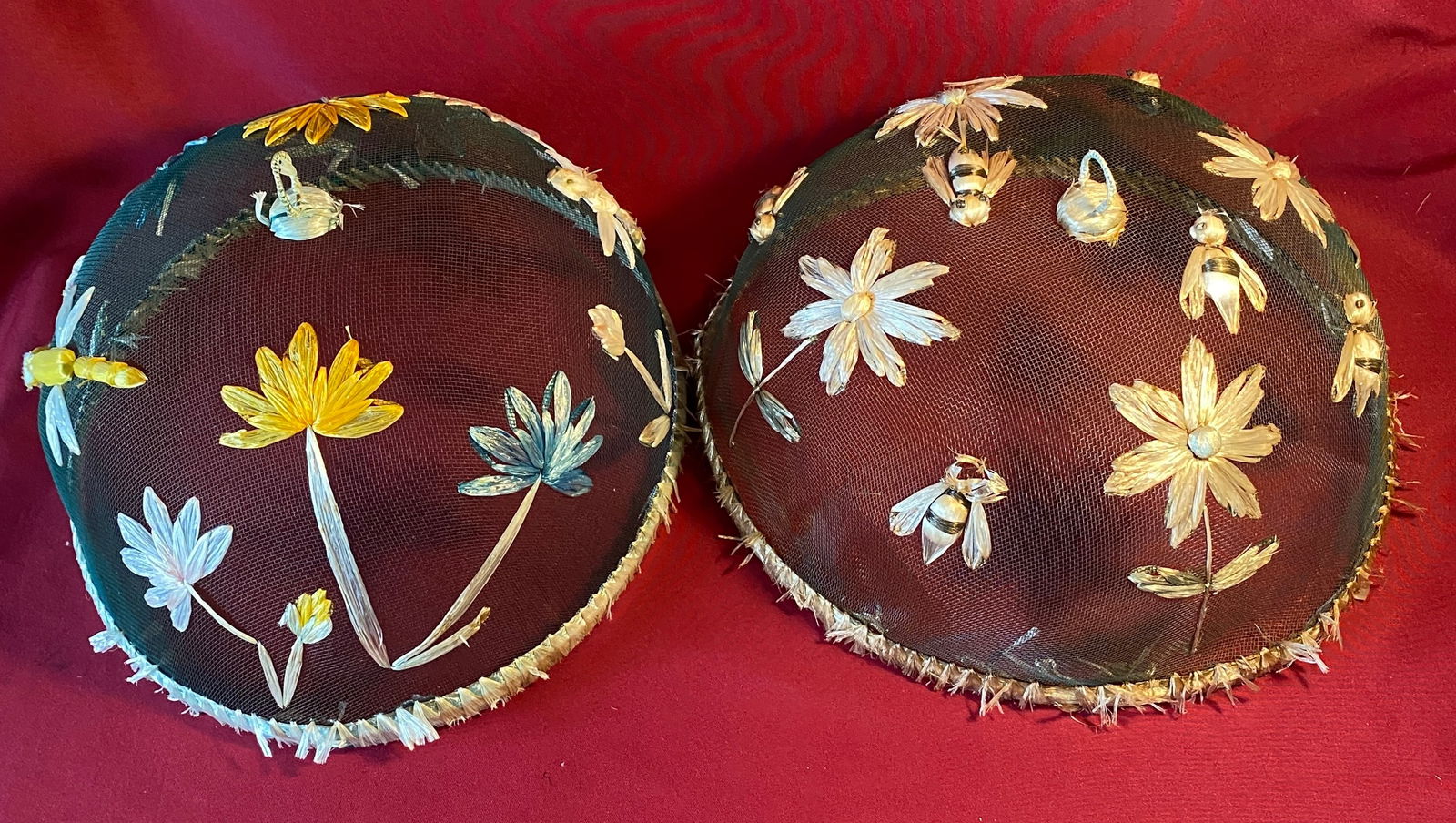 Two Older and Vintage Floral & Bug Decorated Food Screen Covers (1 of 8)