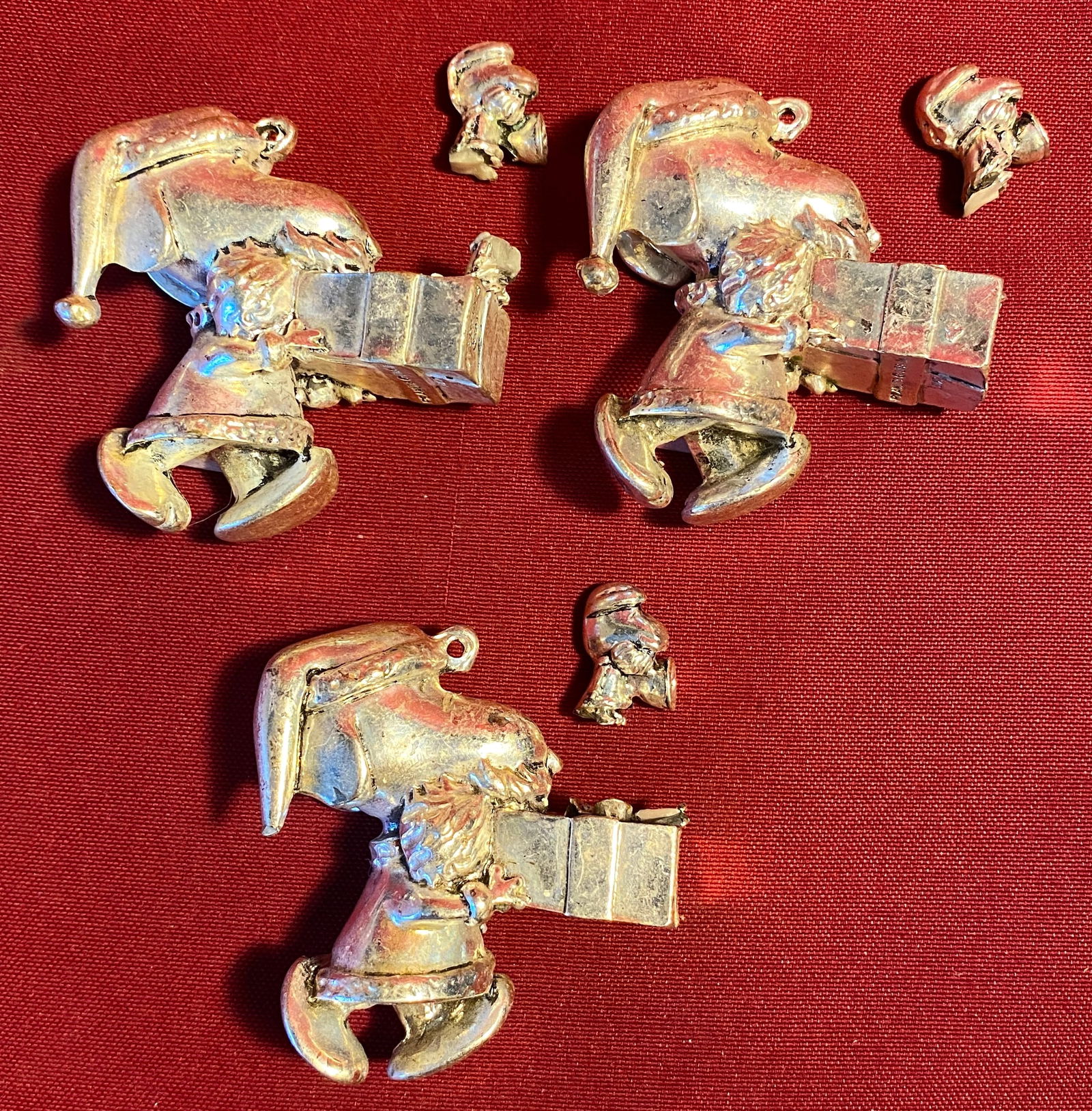 Three Lunt Sterling Silver Snoopy Figurines/Ornaments - All with Woodstock Broken off of Gift (1 of 9)