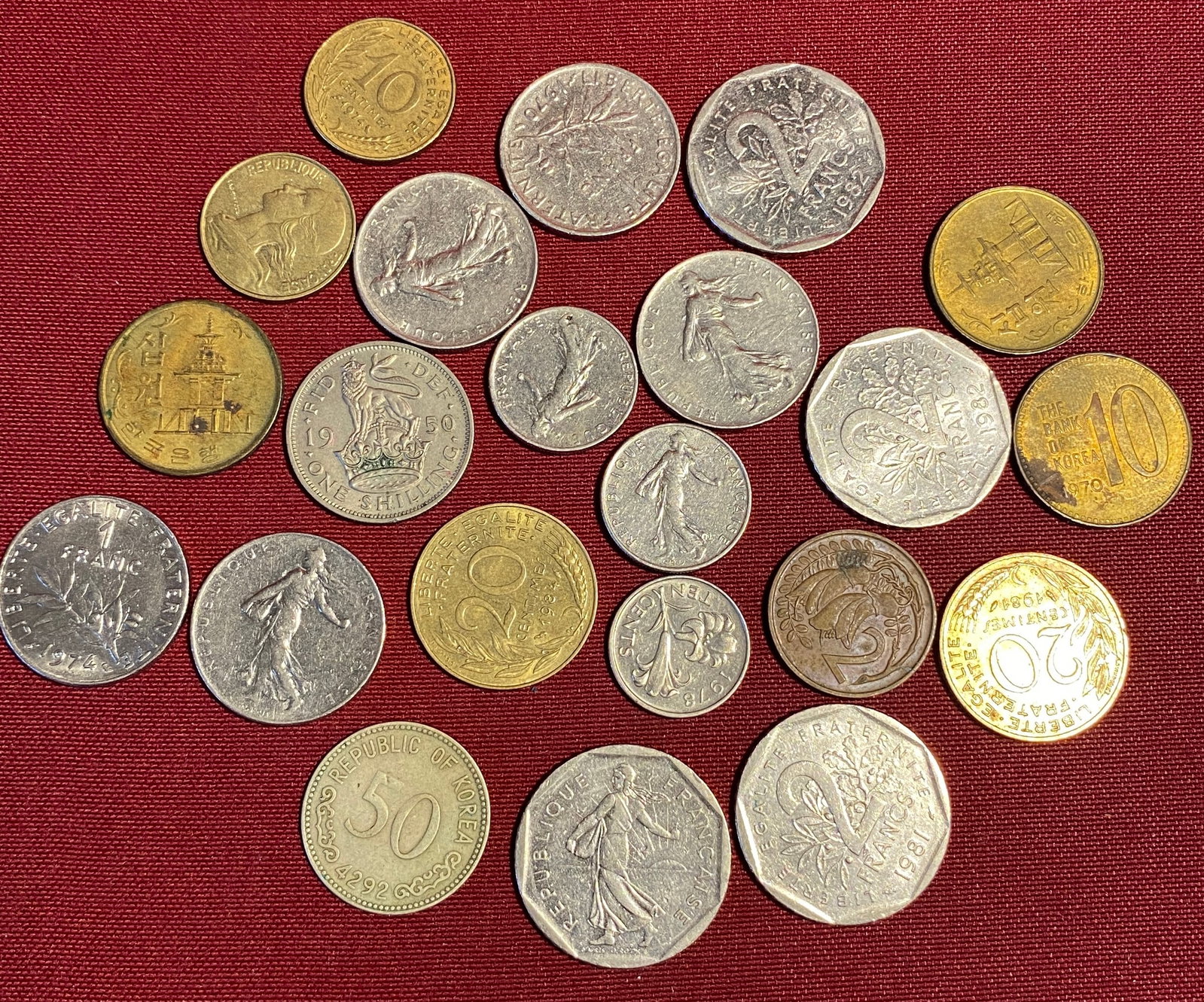 Lot of Foreign Coin - France, Korea, Great Britian: Lot of Foreign Coin - France, Korea, Great Britian