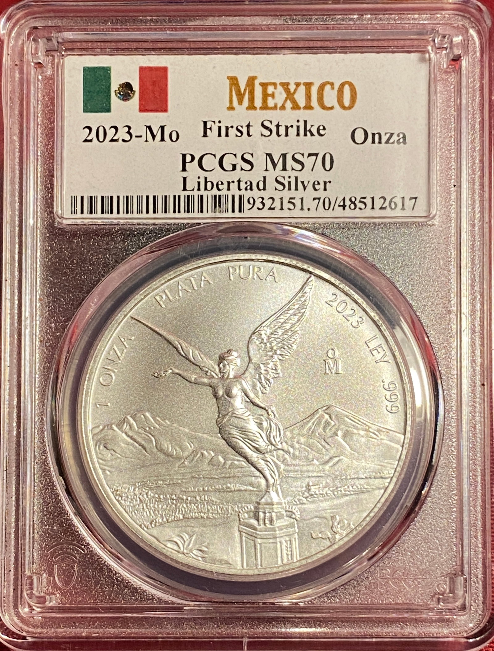 Graded 2023-Mo One Ounce .999 Fine Silver Mexico Libertad - First Strike - MS70 by PCGS: Graded 2023-Mo One Ounce .999 Fine Silver Mexico Libertad - First Strike - MS70 by PCGS