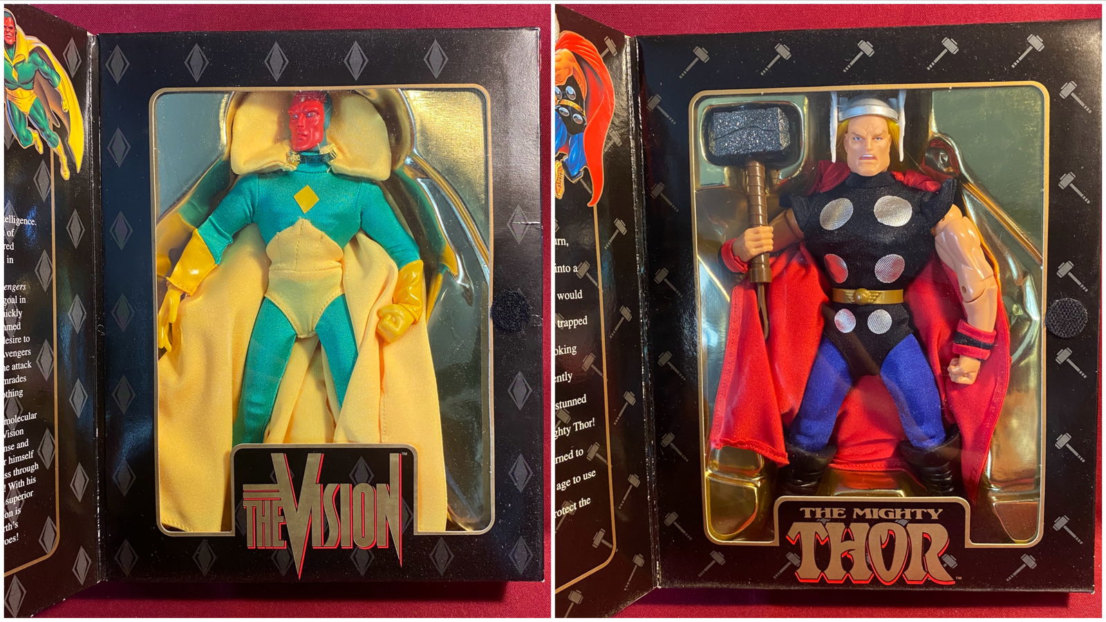 Two 1998 Toy Biz Marvel Comics 8" Action Figures - The Vision & The Mighty Thor: Two 1998 Toy Biz Marvel Comics 8" Action Figures - The Vision & The Mighty Thor