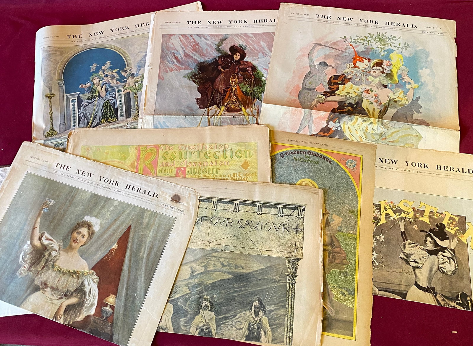 Early New York Newspapers with Large Color Plates - Late 1800s: Early New York Newspapers with Large Color Plates - Late 1800s