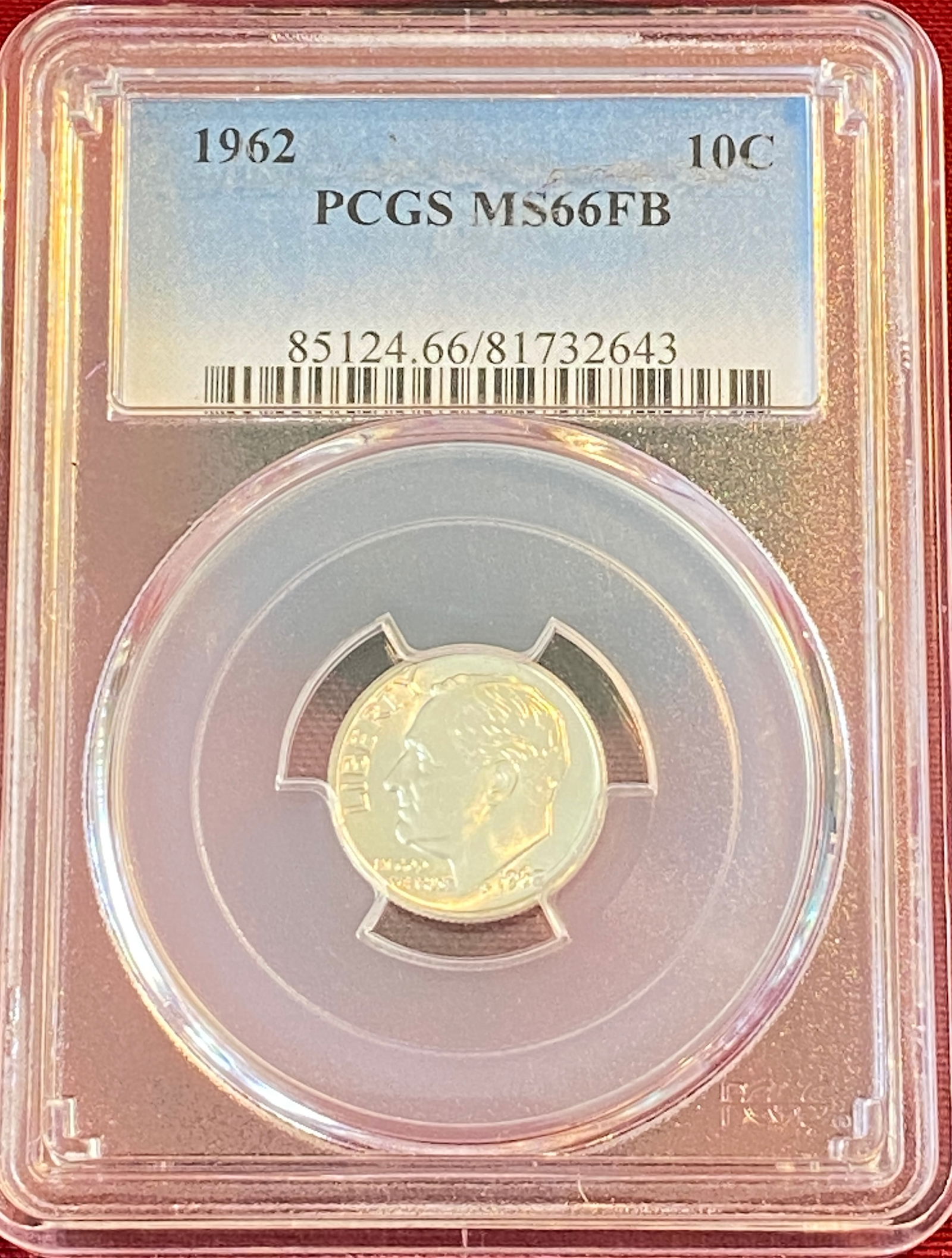 Graded 1962 Roosevelt Silver Dime - MS66FB by PCGS (1 of 3)