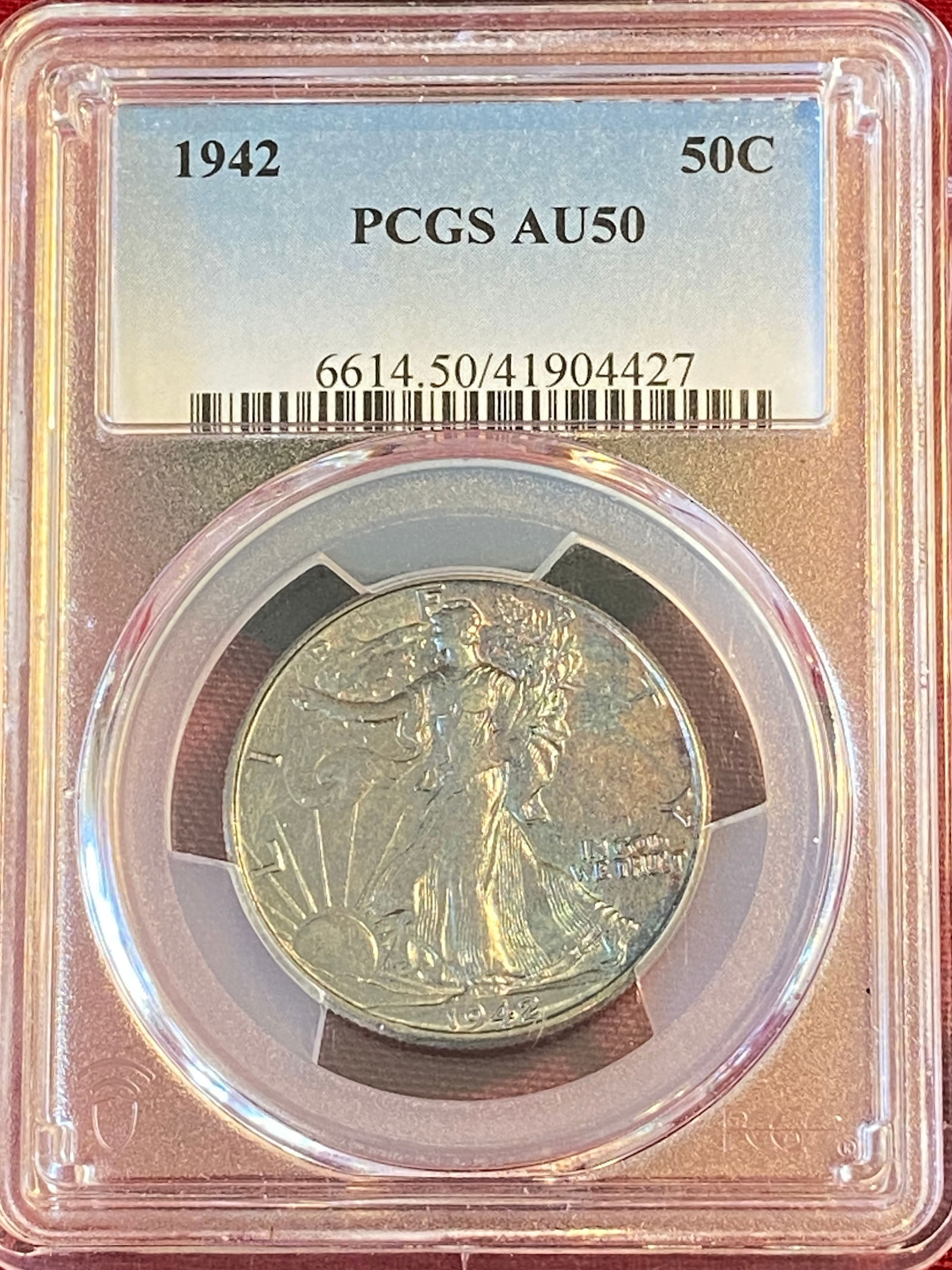 Graded 1942 Walking Liberty Silver Half Dollar - AU50 by PCGS (1 of 3)