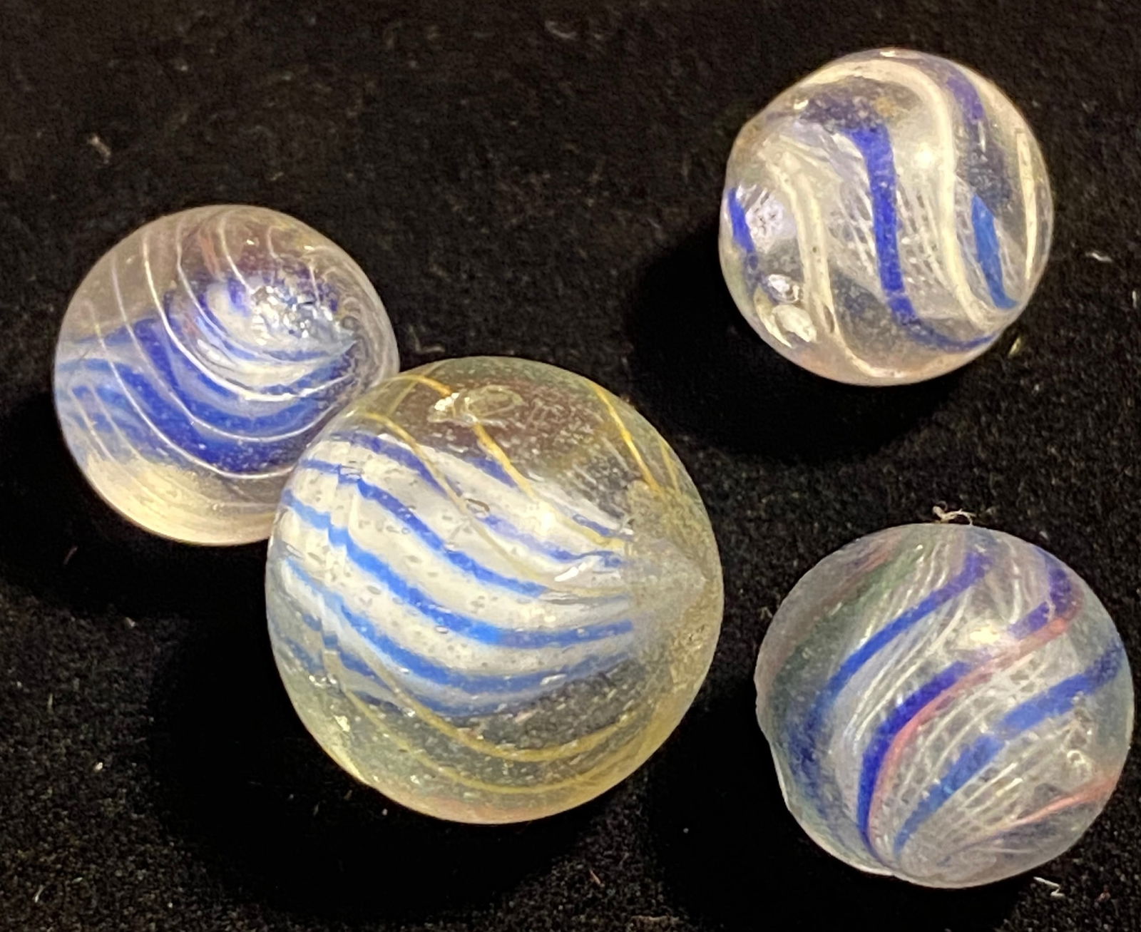 Four Antique German Marbles - Latticinio Core Swirls, Pee Wee Sized, Etc. - All in Various (1 of 6)