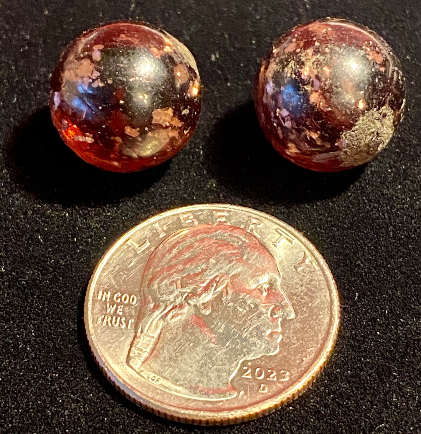 Two Rare Older Purple Mica Glass Marbles: Two Rare Older Purple Mica Glass Marbles