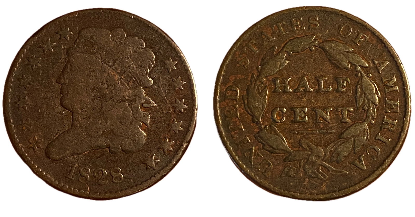 1828 Classic Head Half Cent - 13 Stars (1 of 3)