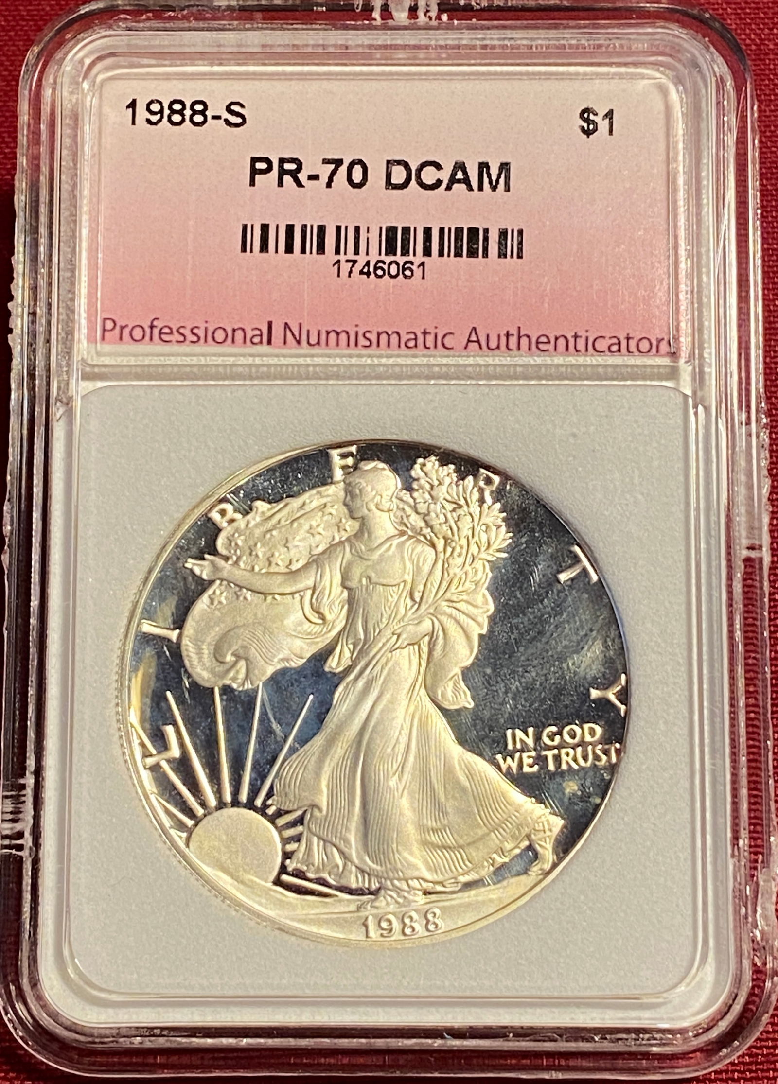 Graded 1988-S One Ounce .999 Fine Silver Eagle - PR70DCAM by PNA (1 of 3)