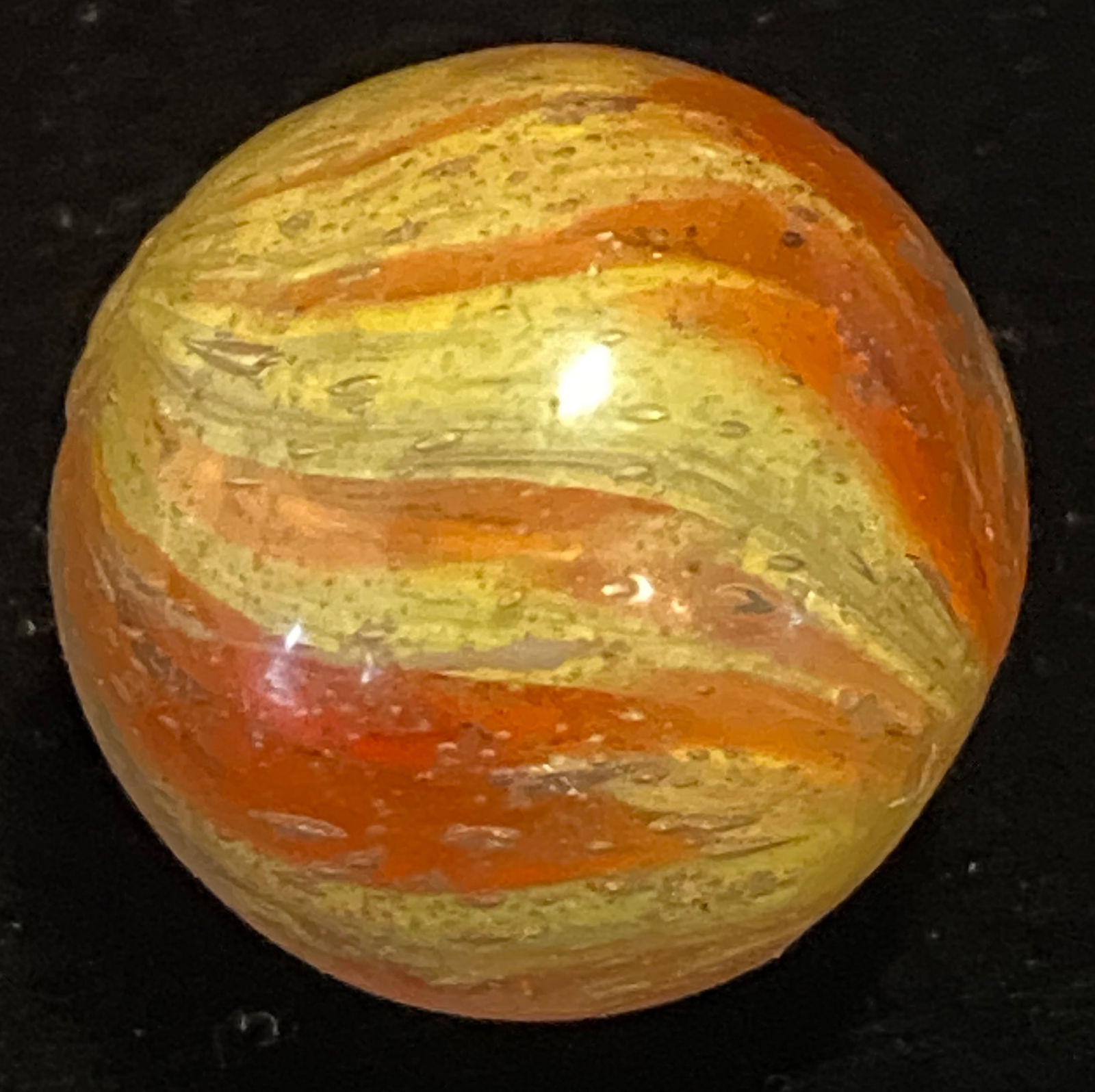 Antique Yellow/Red Onionskin Glass Marble: Antique Yellow/Red Onionskin Glass Marble