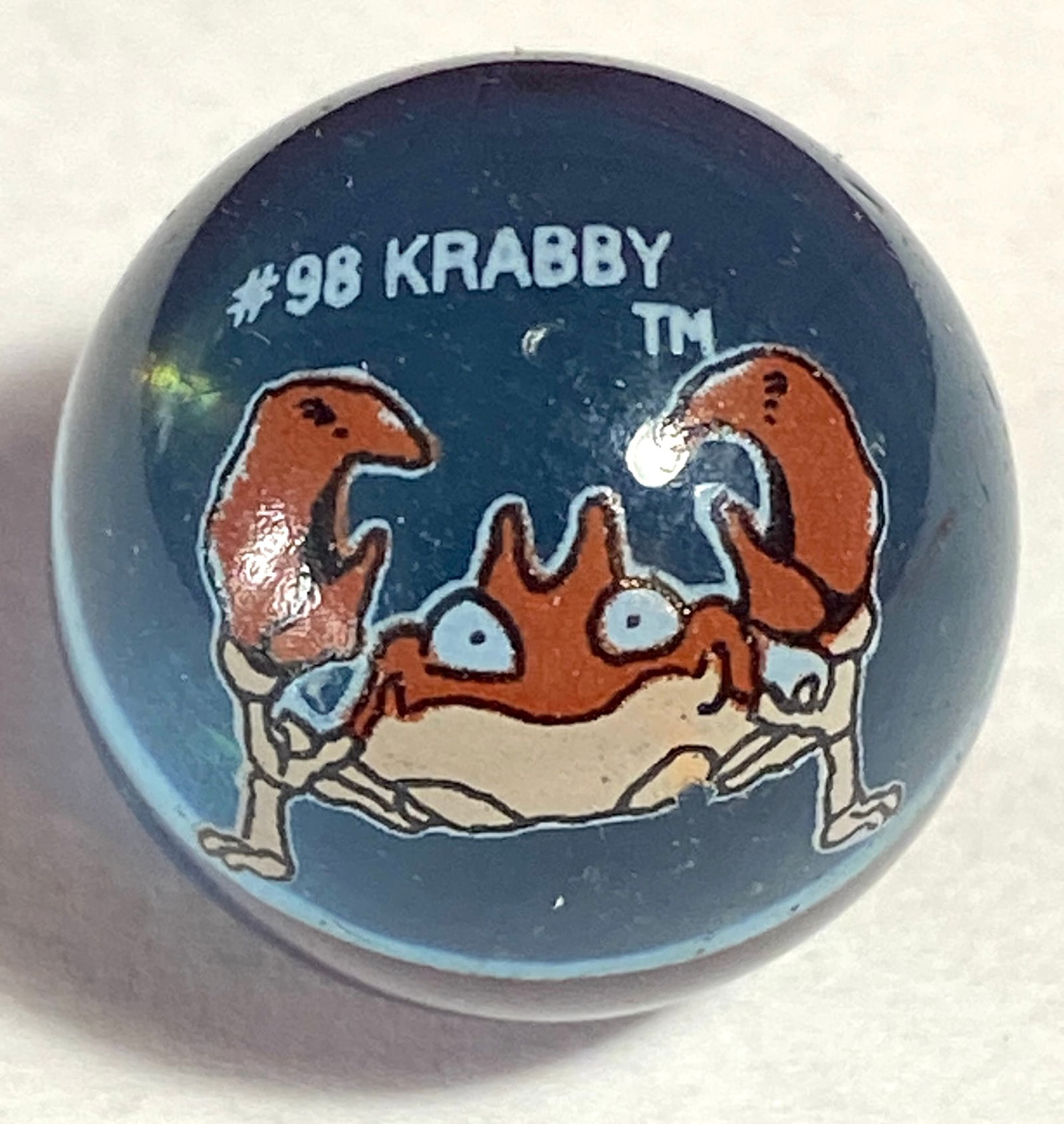 Blue #98 Krabby Pokemon Marble: Blue #98 Krabby Pokemon Marble